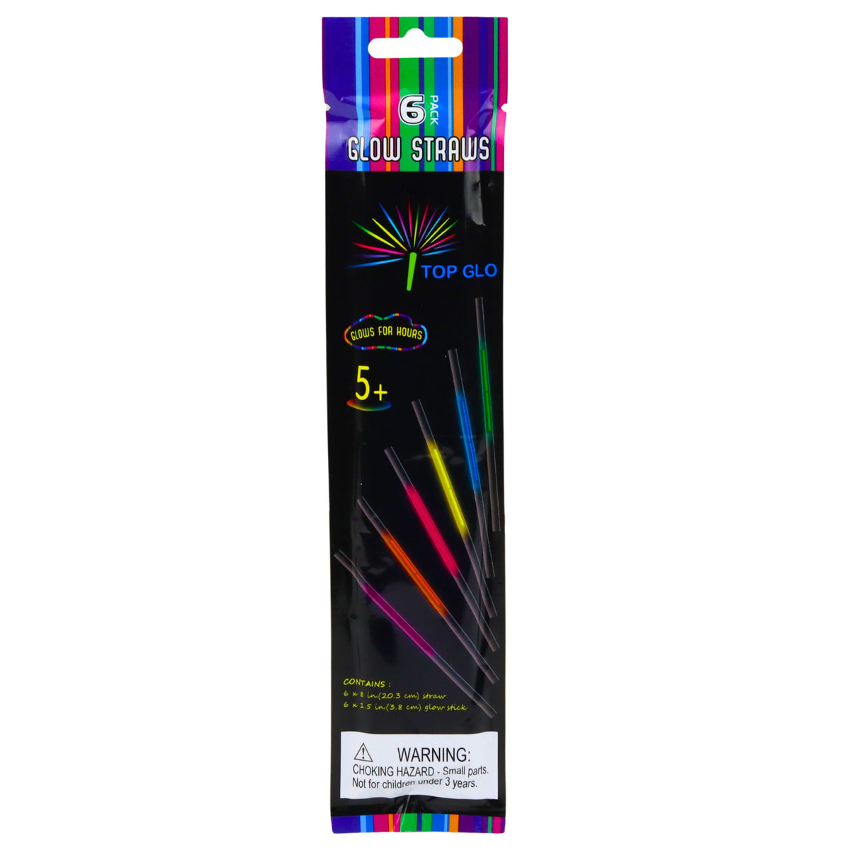 Straws Fluorescent Sticks Glow In The Dark Neon Stick 6 Pcs.