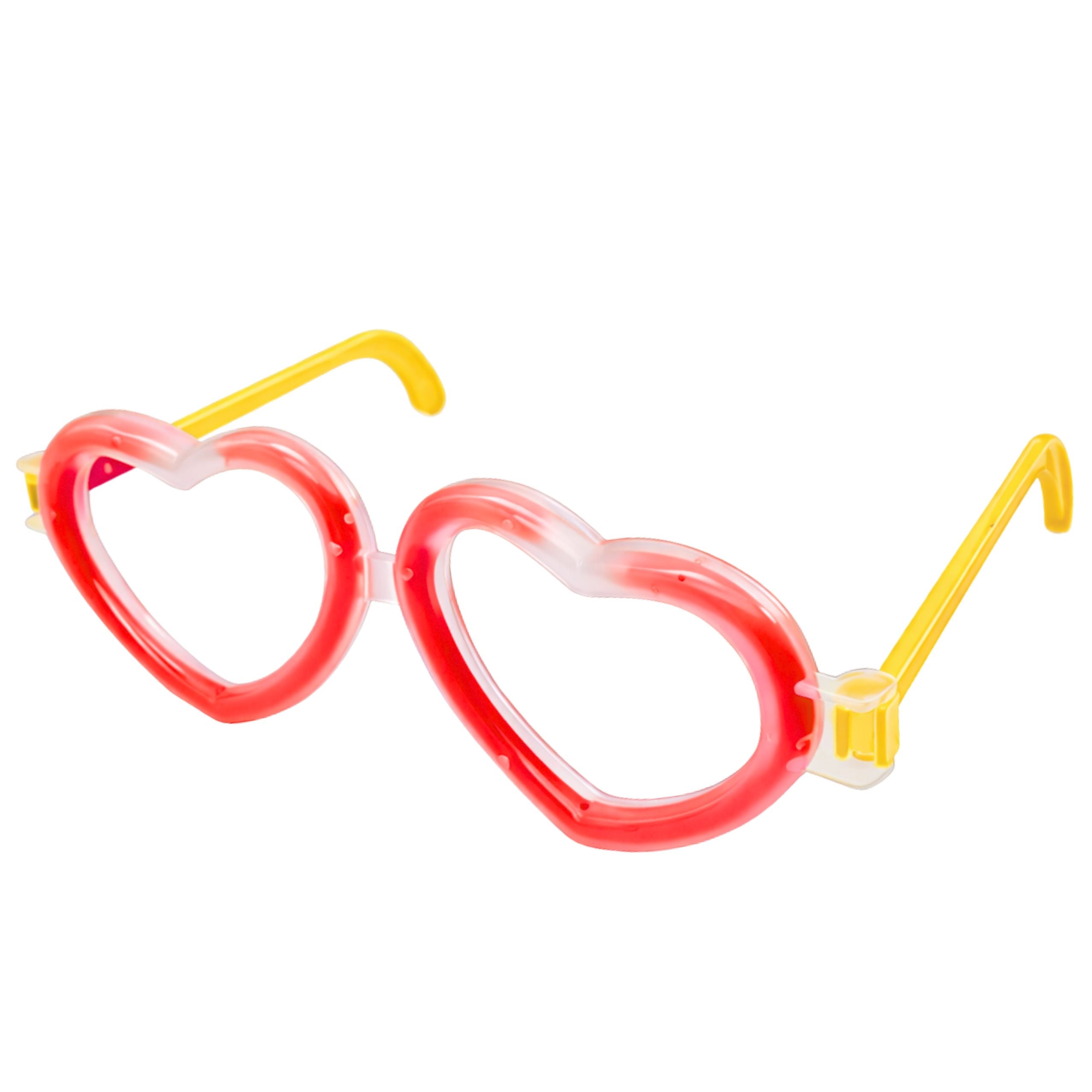 Fluorescent Heart Glasses Glow In The Dark Stick Neon Red