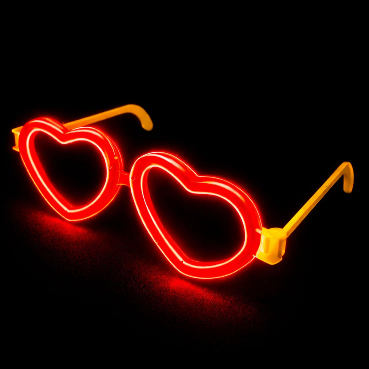 Fluorescent Heart Glasses Glow In The Dark Stick Neon Red