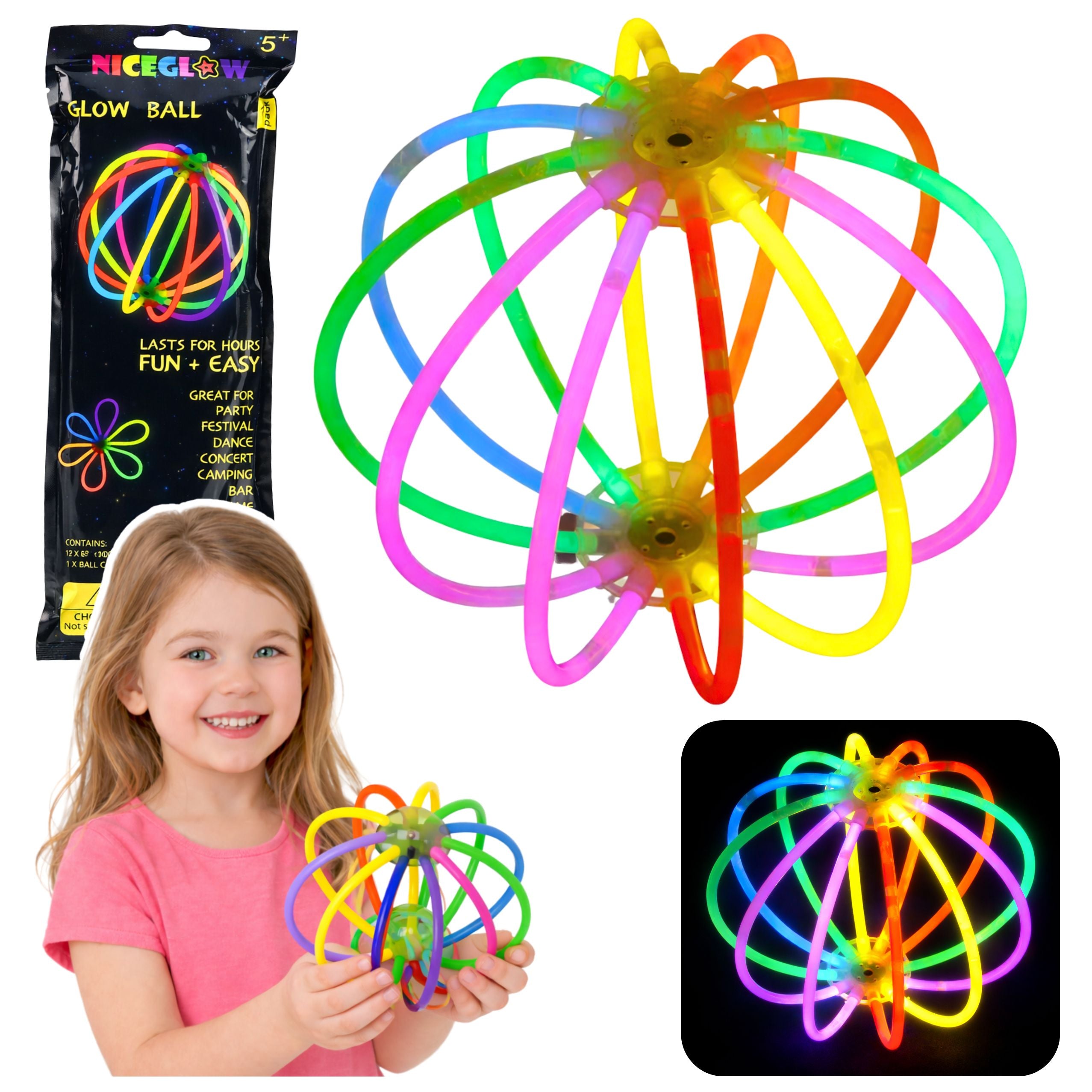 Fluorescent Ball Glow In The Dark Neon Stick 12 Sticks