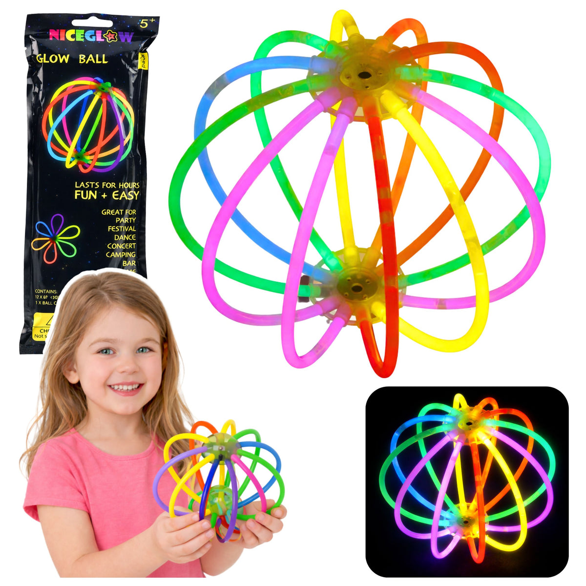 Fluorescent Ball Glow In The Dark Neon Stick 12 Sticks