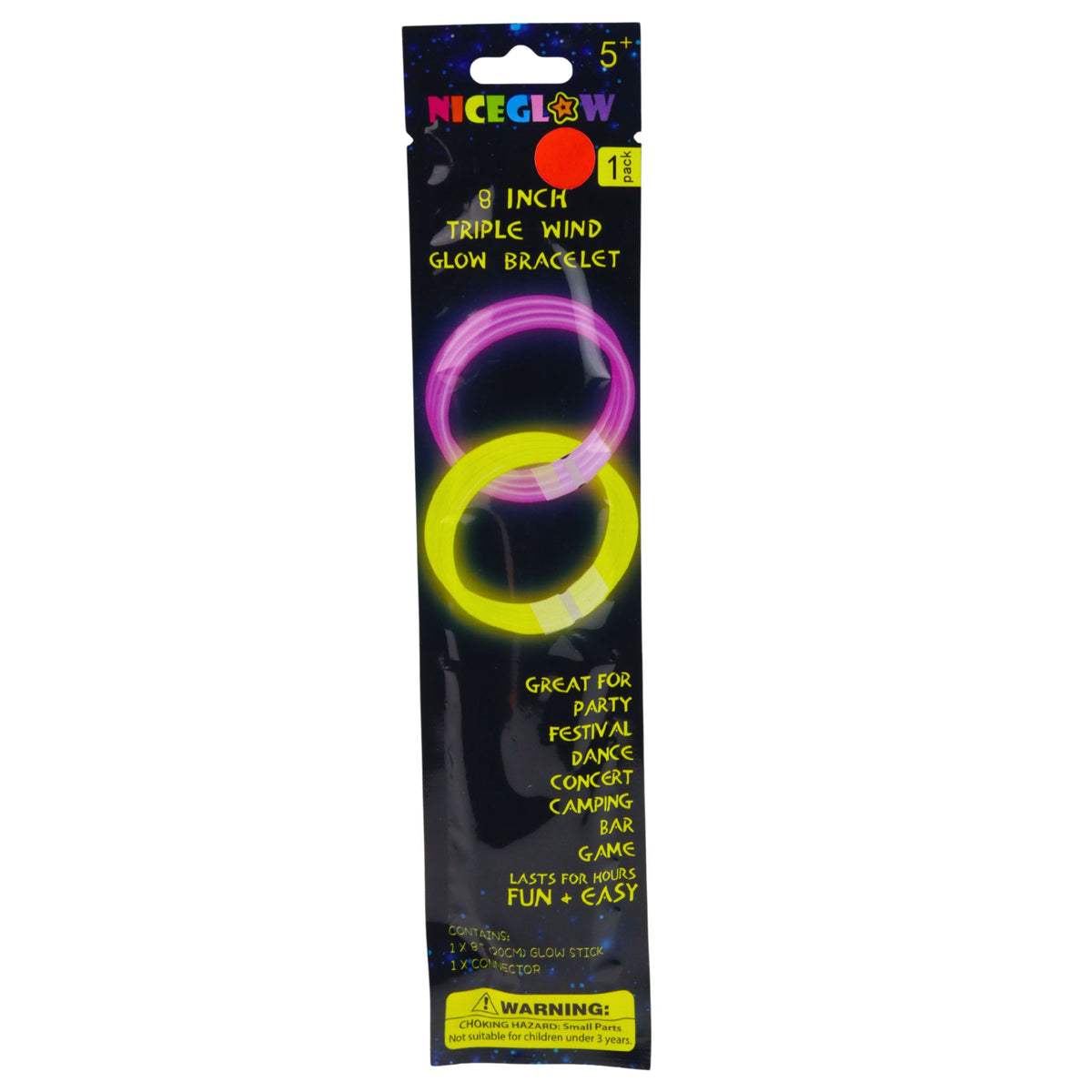 Triple Fluorescent Glow-in-the-dark Neon Stick Bracelet