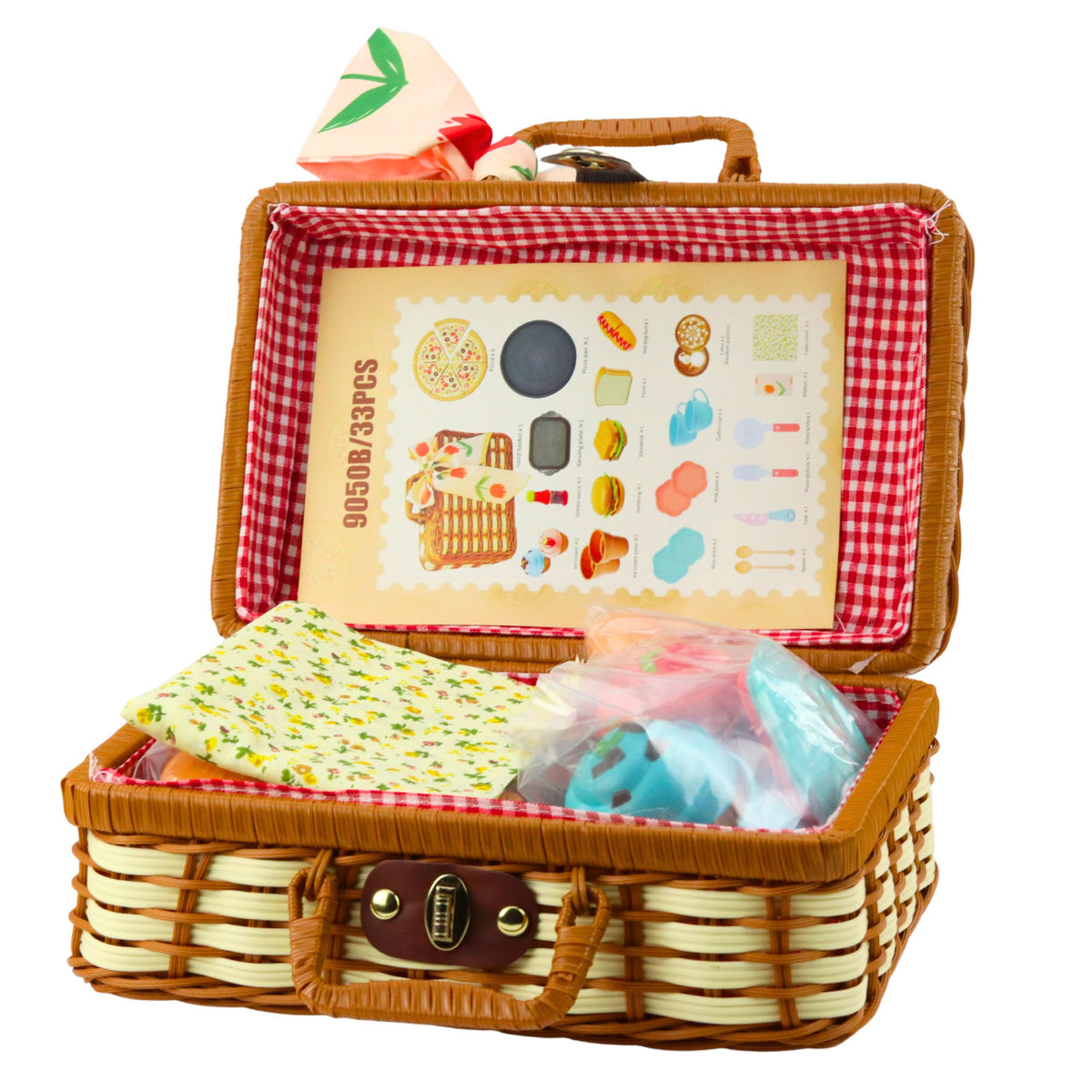 Ensemble de paniers de pique-nique, accessoires alimentaires tressés, 33 pièces.