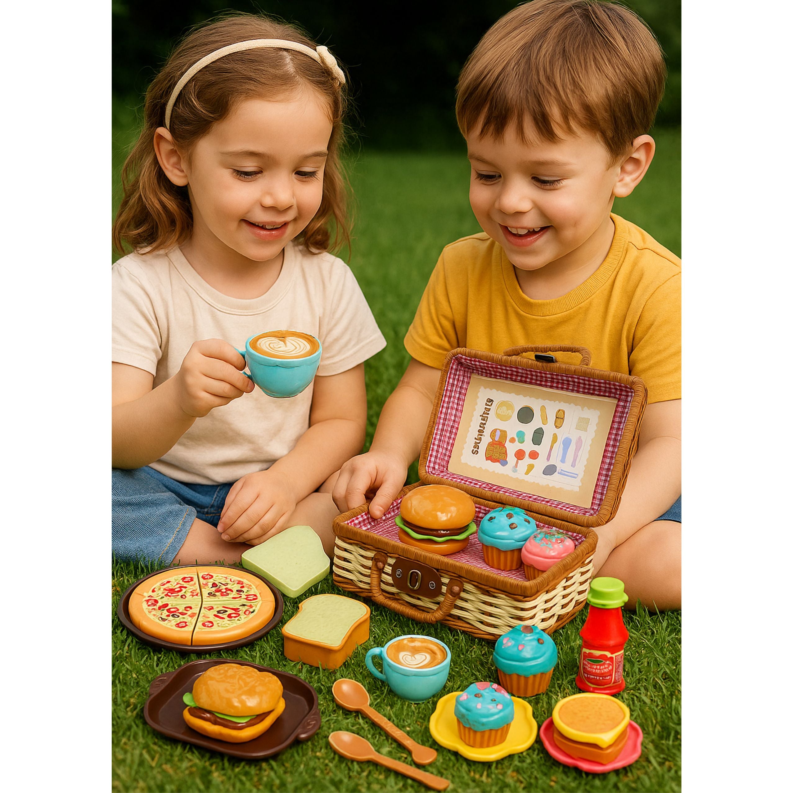 Picnic Basket Set Braided Food Accessories 33 Pcs.