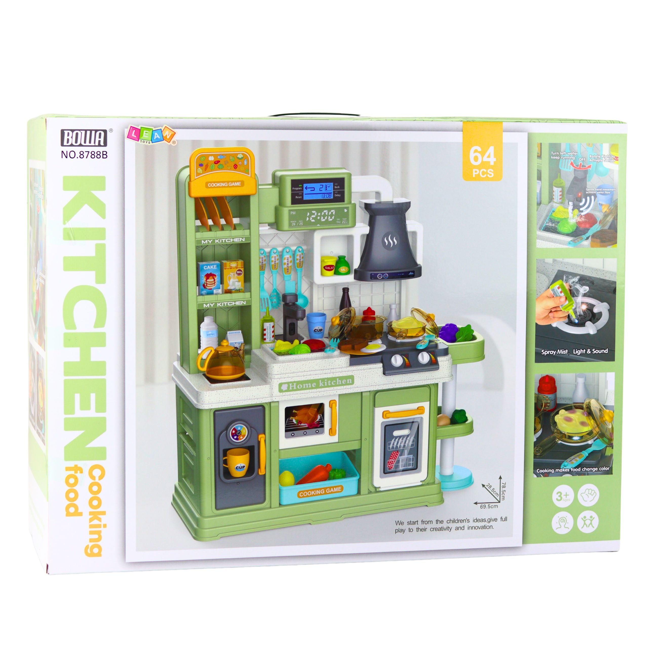 Children's Kitchen Water Cycle Food Color Changing Steam Green 64 Pcs.