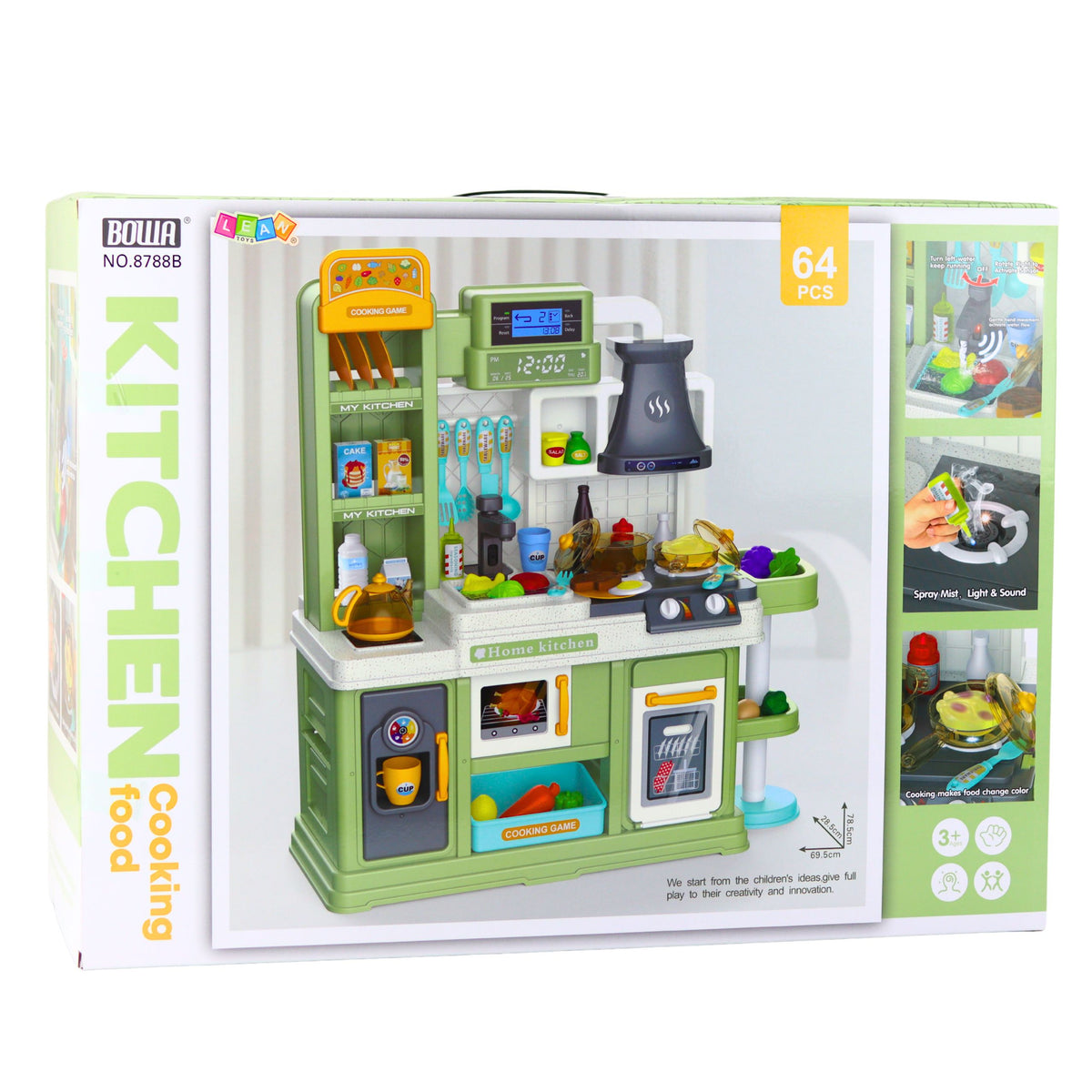 Children's Kitchen Water Cycle Food Color Changing Steam Green 64 Pcs.
