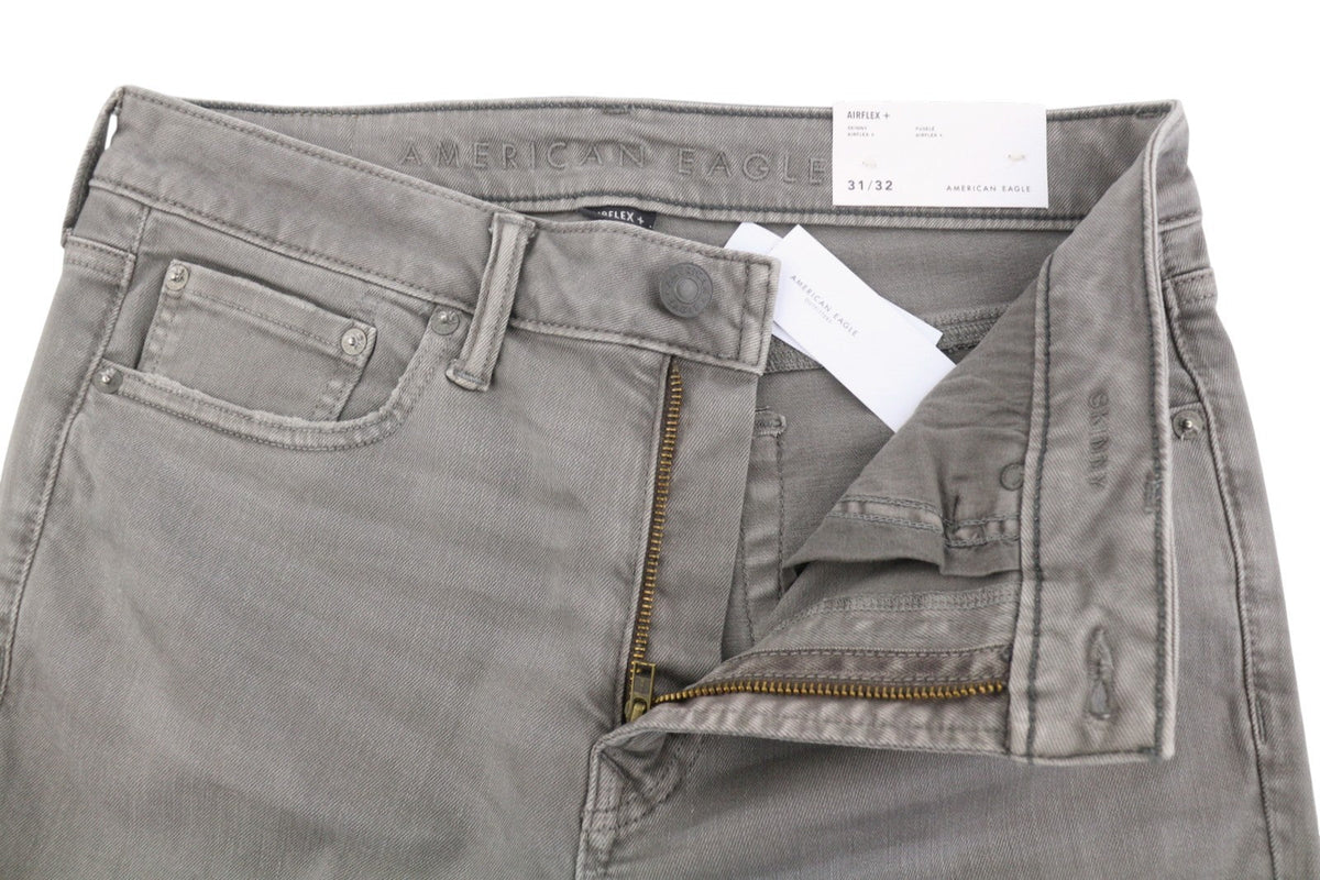American Eagle Outfitters Skinny Ariflex+ Men Jeansgrey Whiskers Faded