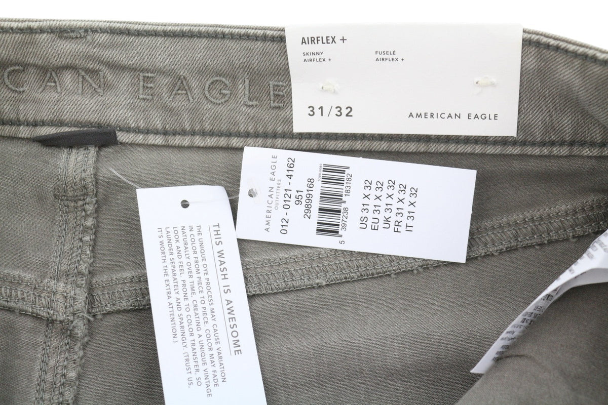 American Eagle Outfitters Skinny Ariflex+ Men Jeansgrey Whiskers Faded