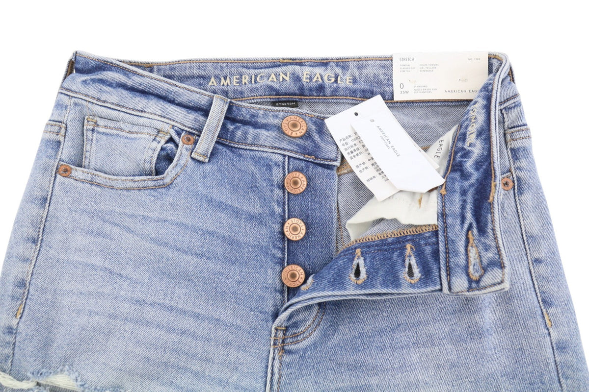 Damskie jeansy American Eagle Outfitters Tomgirl Slashed Sky Stretch