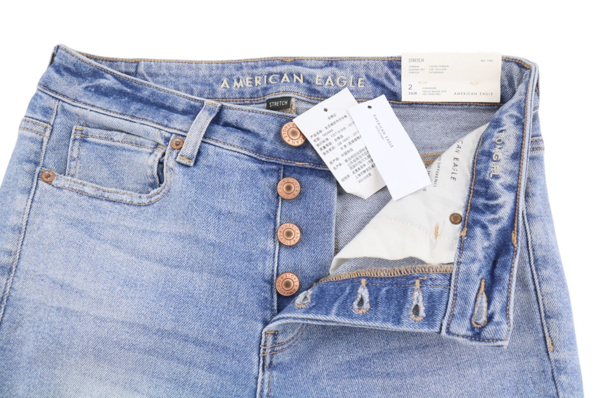 American Eagle Outfitters Tomgirl Slashed Sky Stretch Women Jeansdistress