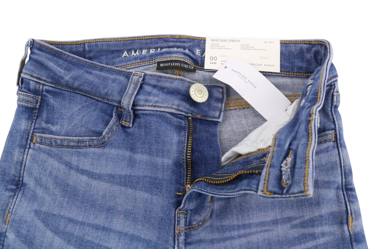 American Eagle Outfitters Jegging Brilliant Blue Jeans pentru femei stretch