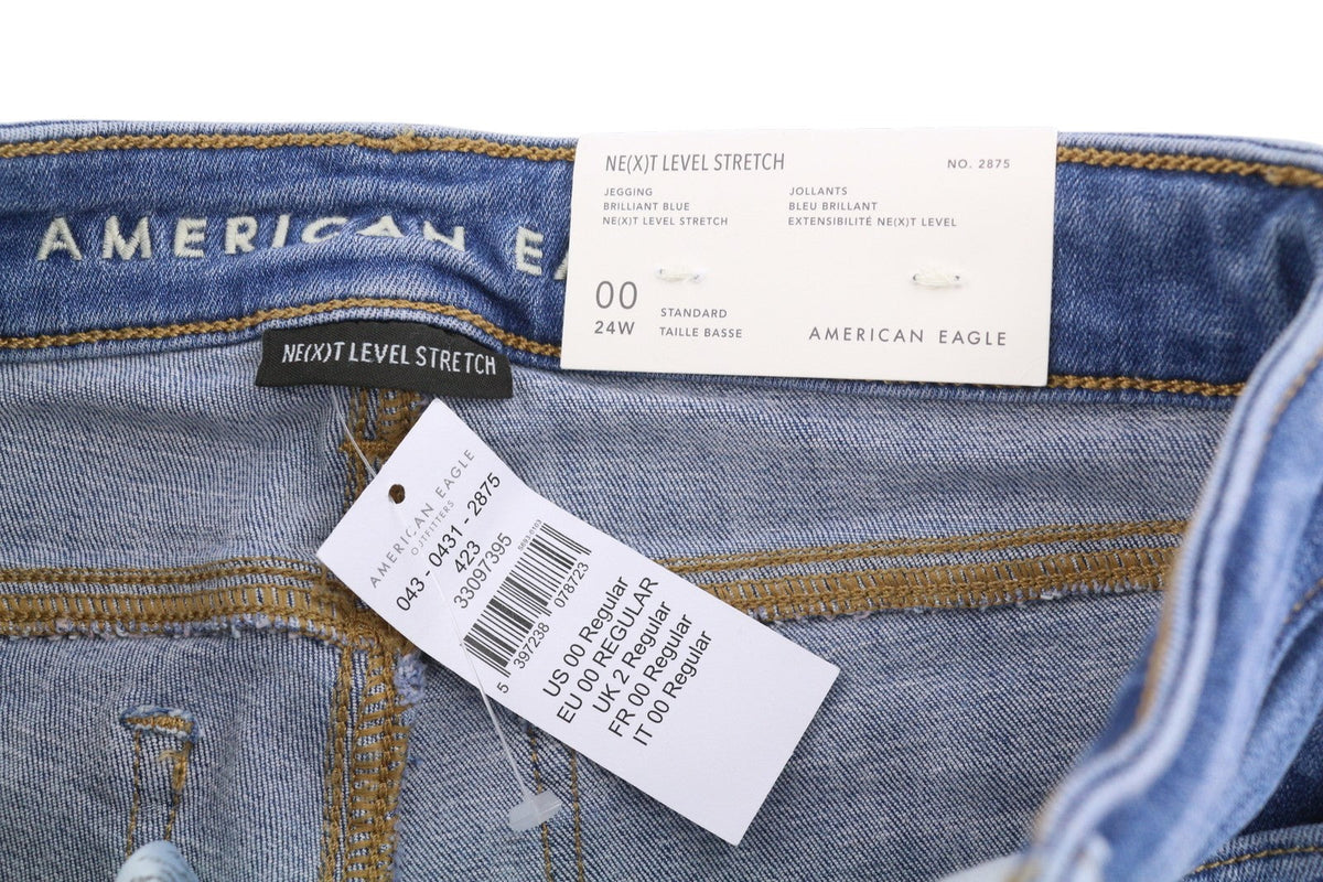 American Eagle Outfitters Jegging Brilliant Blue Jeans pentru femei stretch