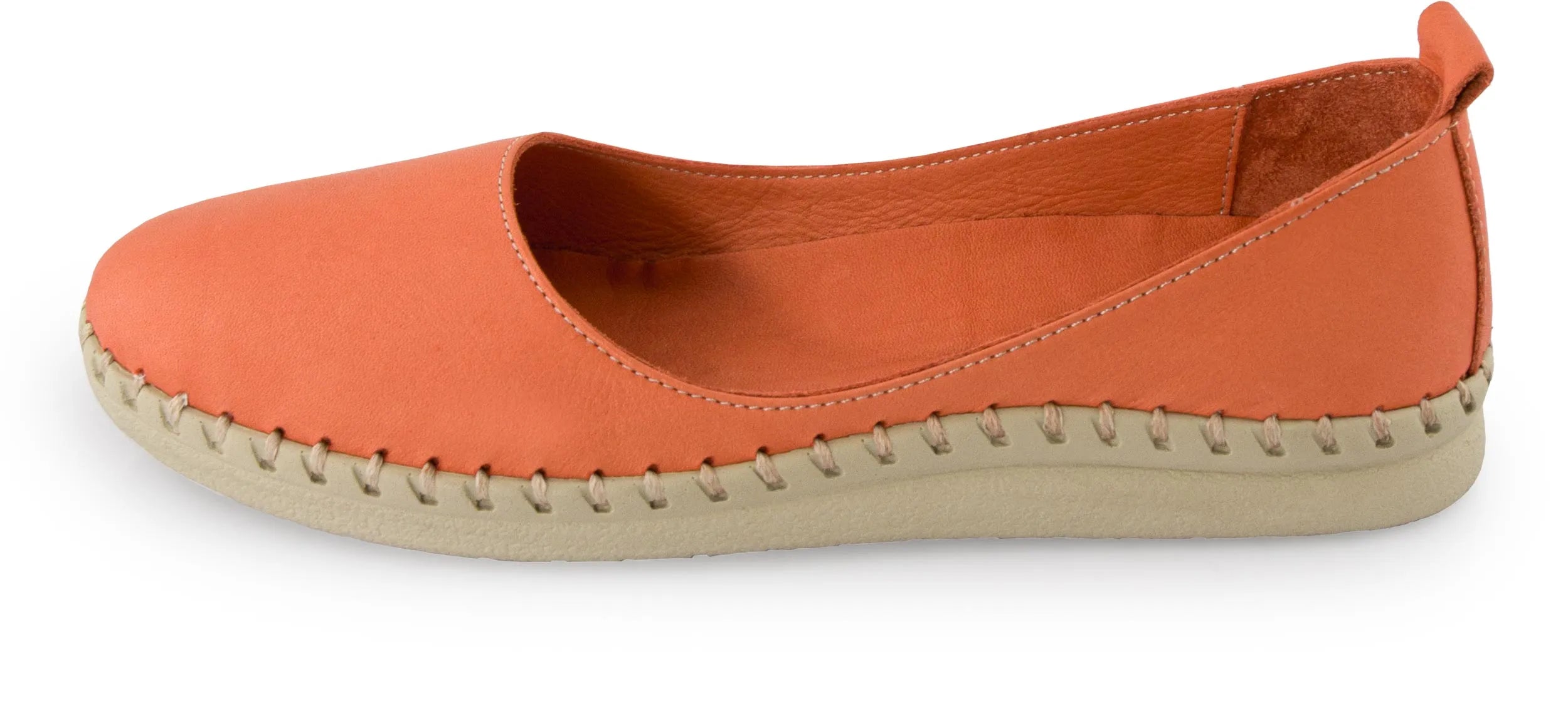 Ballerine da donna in pelle nell'arancio zucca 38