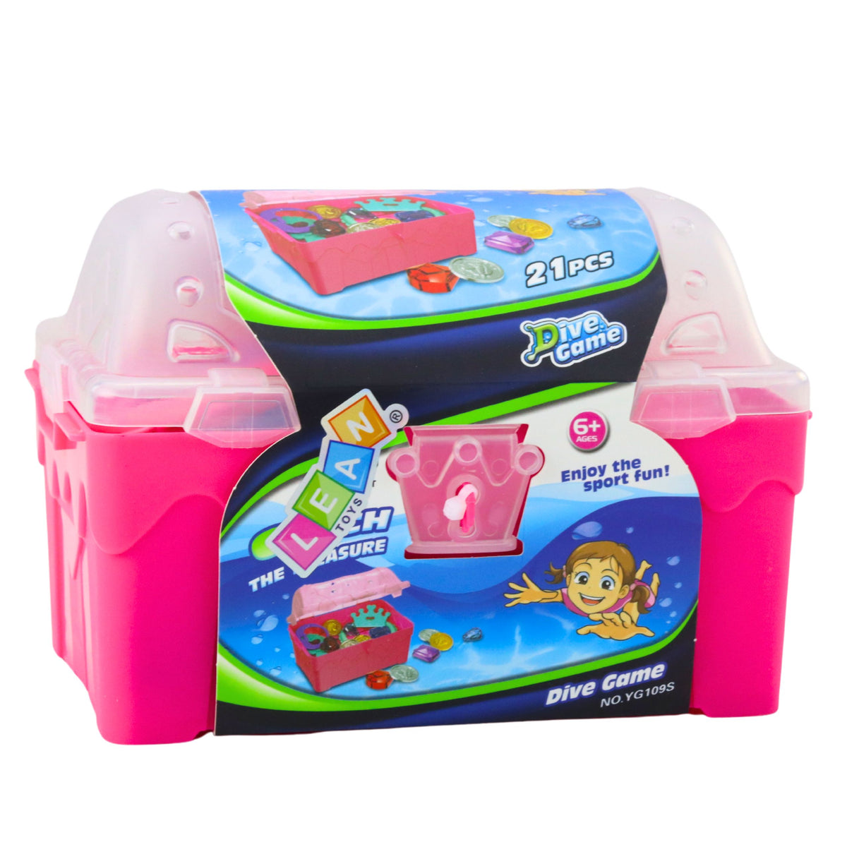 Treasure Chest Set For Diving And Water Fun Pink 21 Pcs.