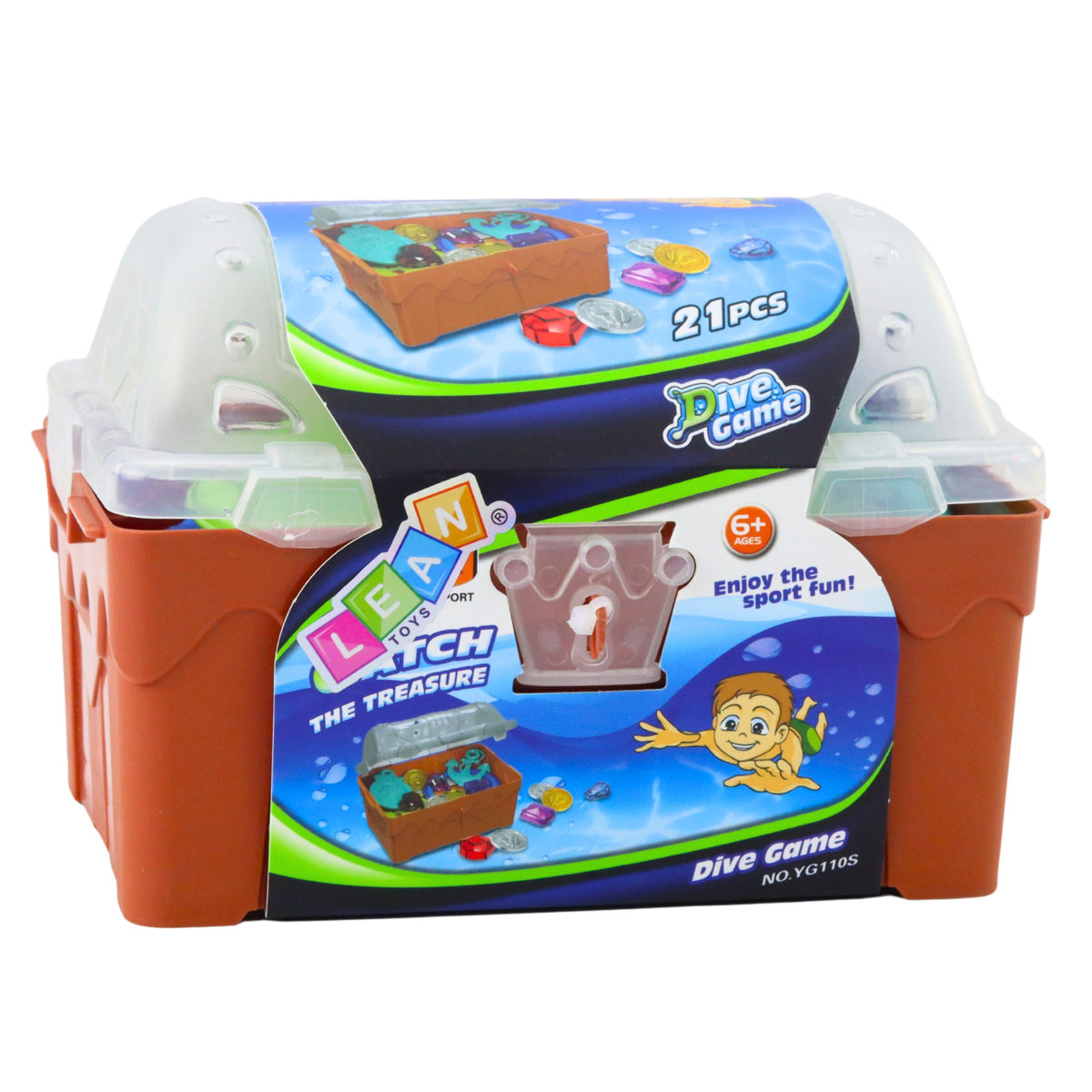 Treasure Chest Set For Diving And Water Fun Brown 21 Pcs.