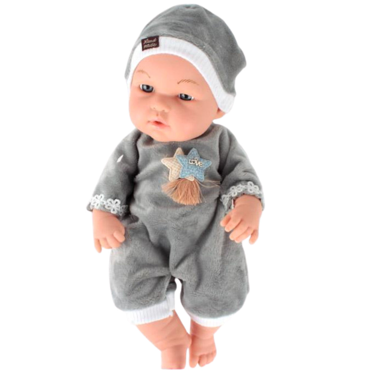 Baby Doll In Gray Pajamas Hat Movable Arms And Legs 30cm