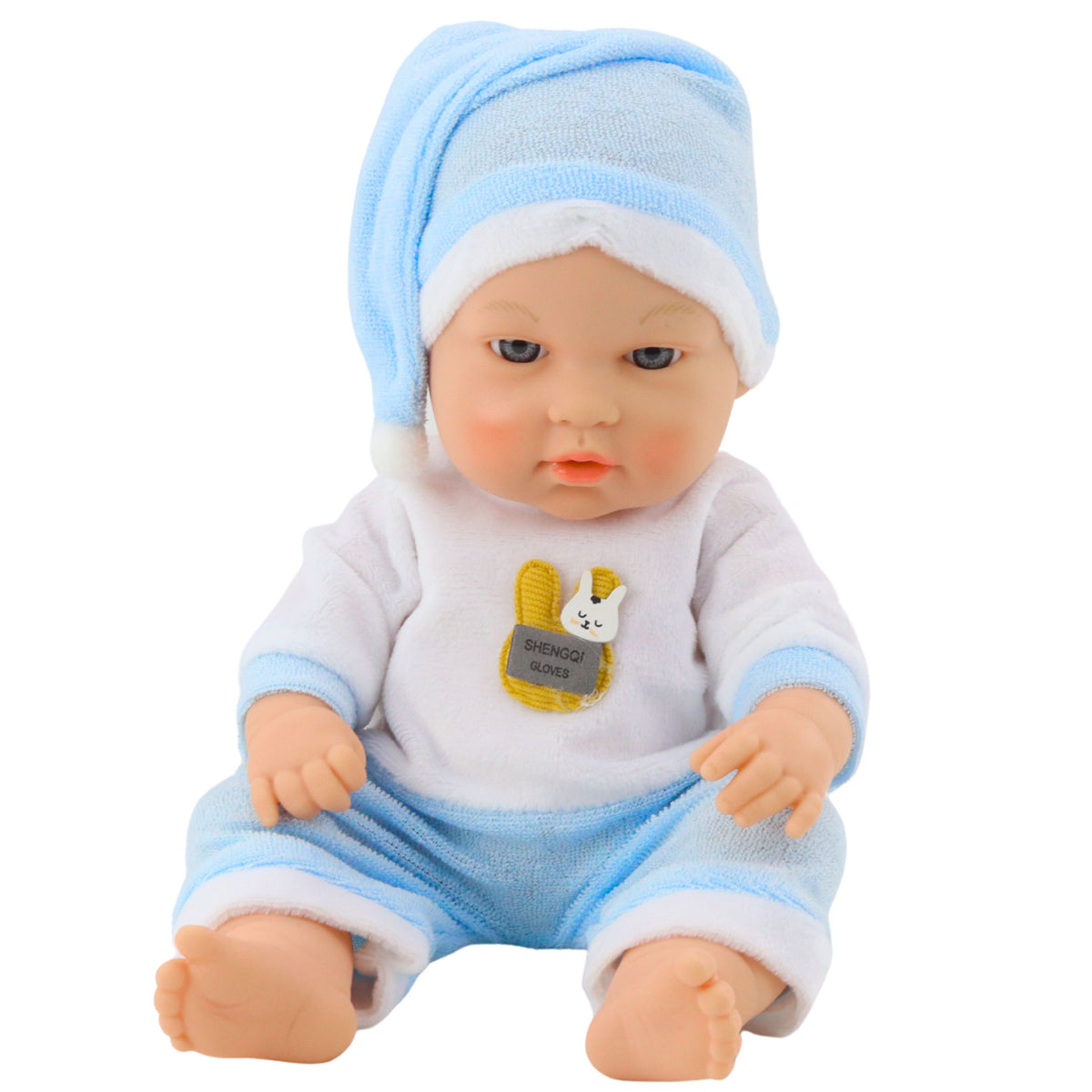 Baby Doll In Blue Pajamas Hat Movable Arms And Legs 30cm