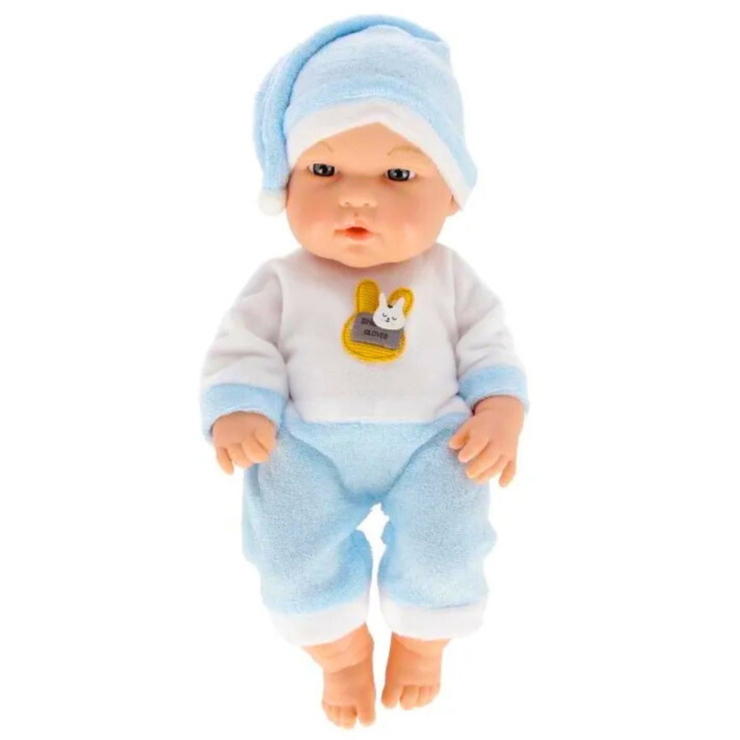 Baby Doll In Blue Pajamas Hat Movable Arms And Legs 30cm