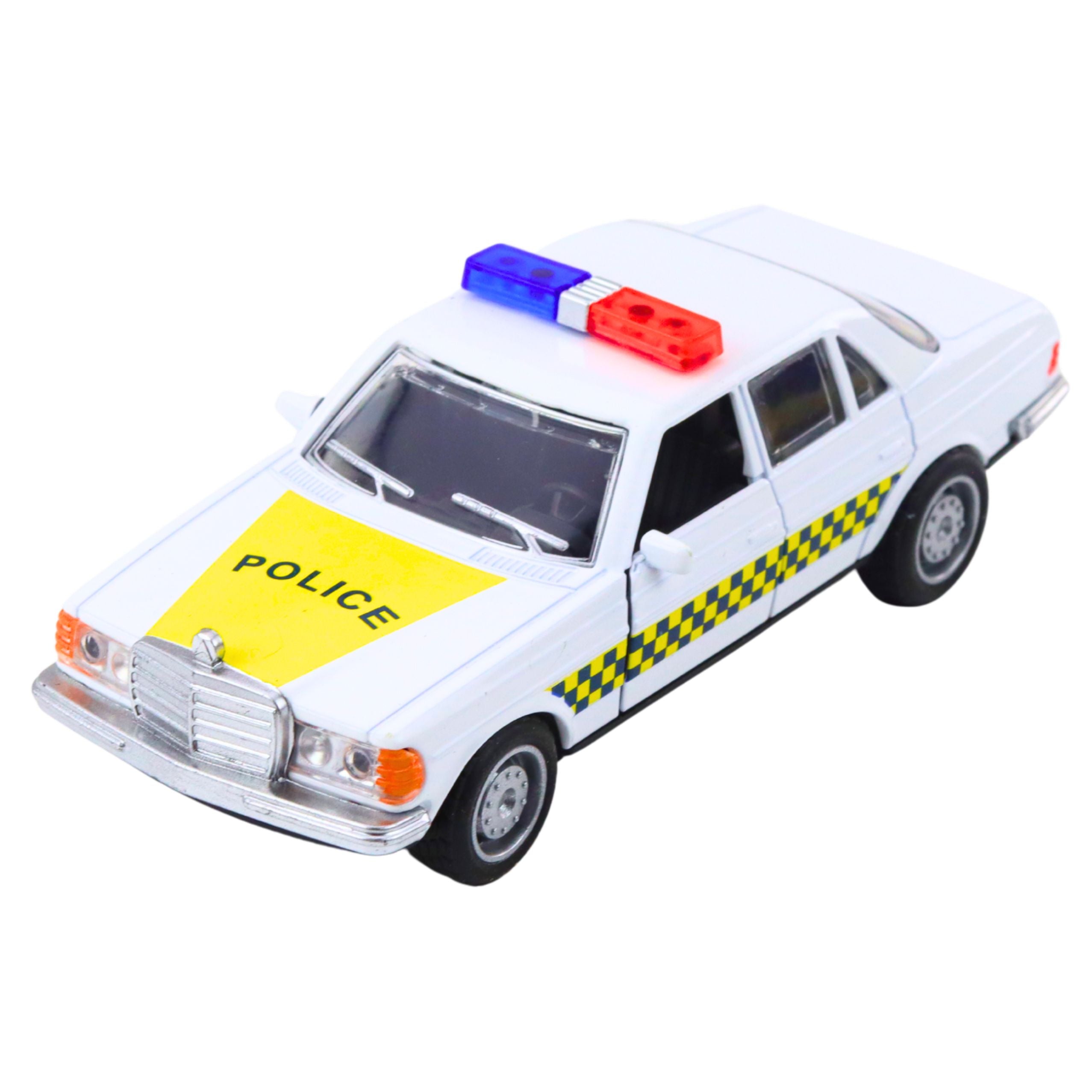 Classic Police Car Metal Drive Opening Doors White 1:32