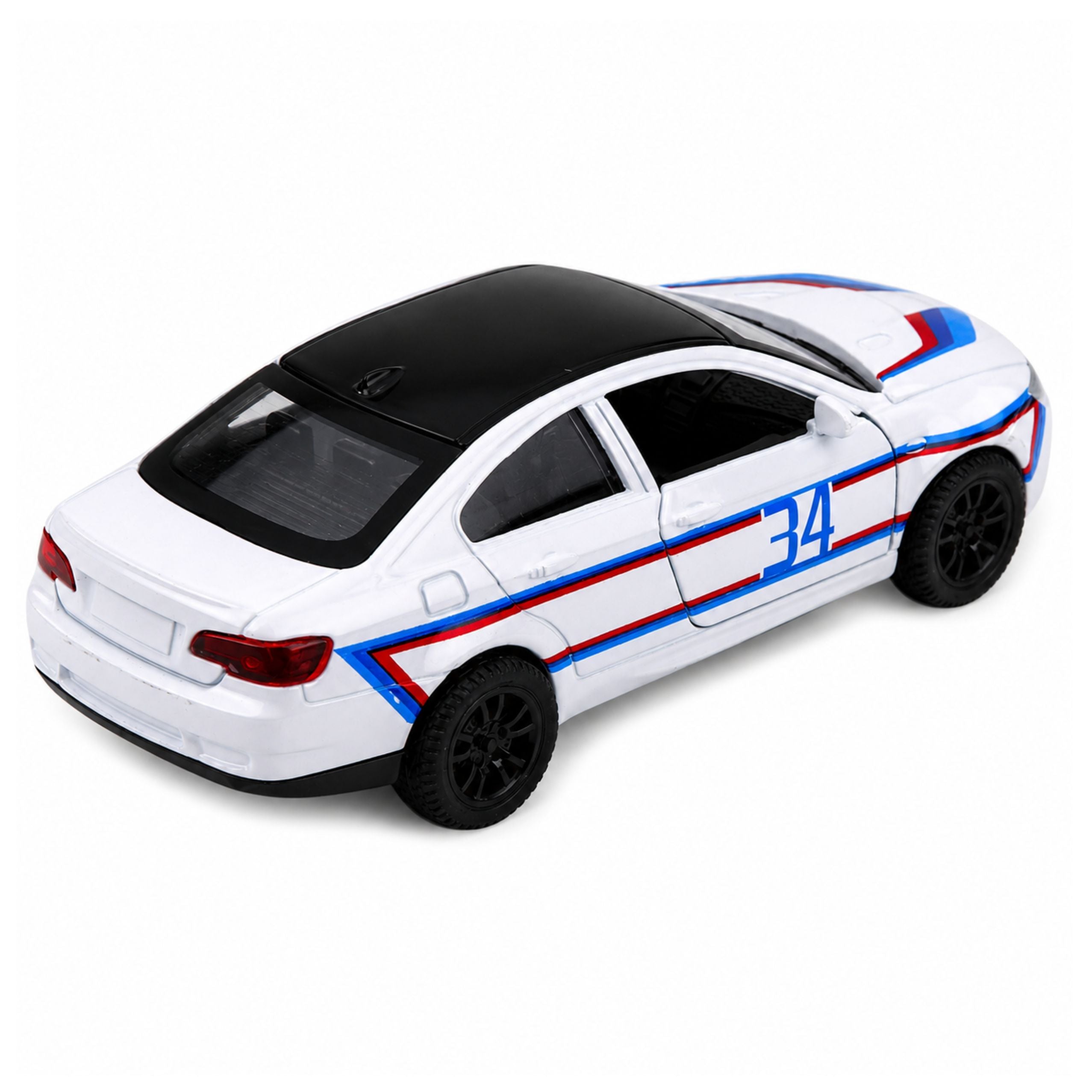 Sports Car Metal Car Pull-back Drive Opening Doors White 1:32
