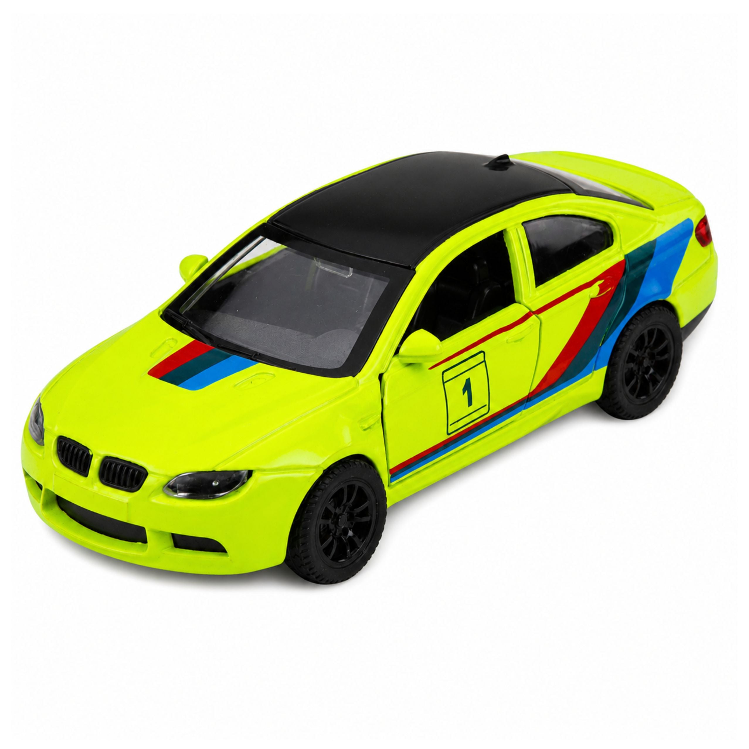 Sports Car Metal Car Pull-back Drive Yellow Neon 1:32