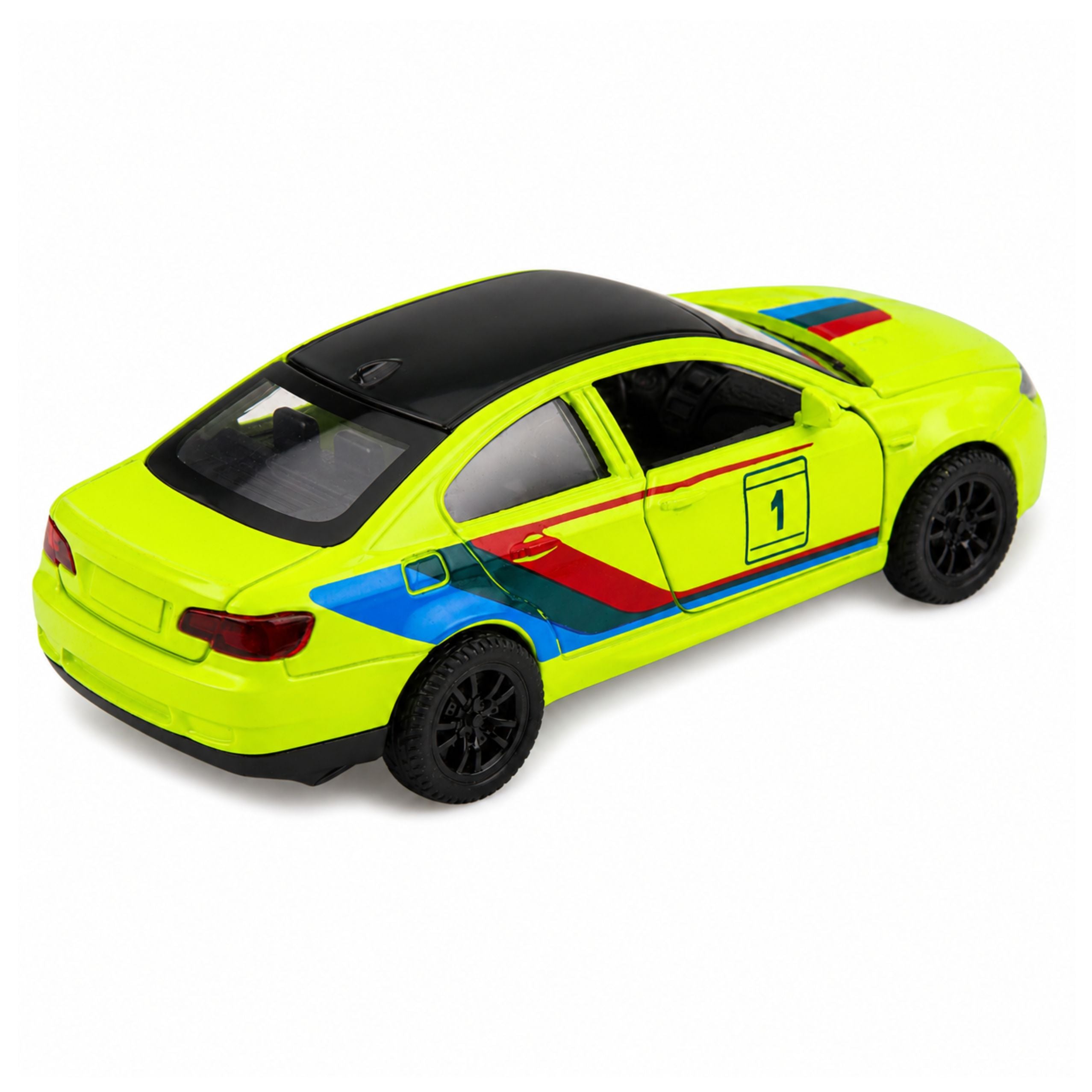 Sports Car Metal Car Pull-back Drive Yellow Neon 1:32