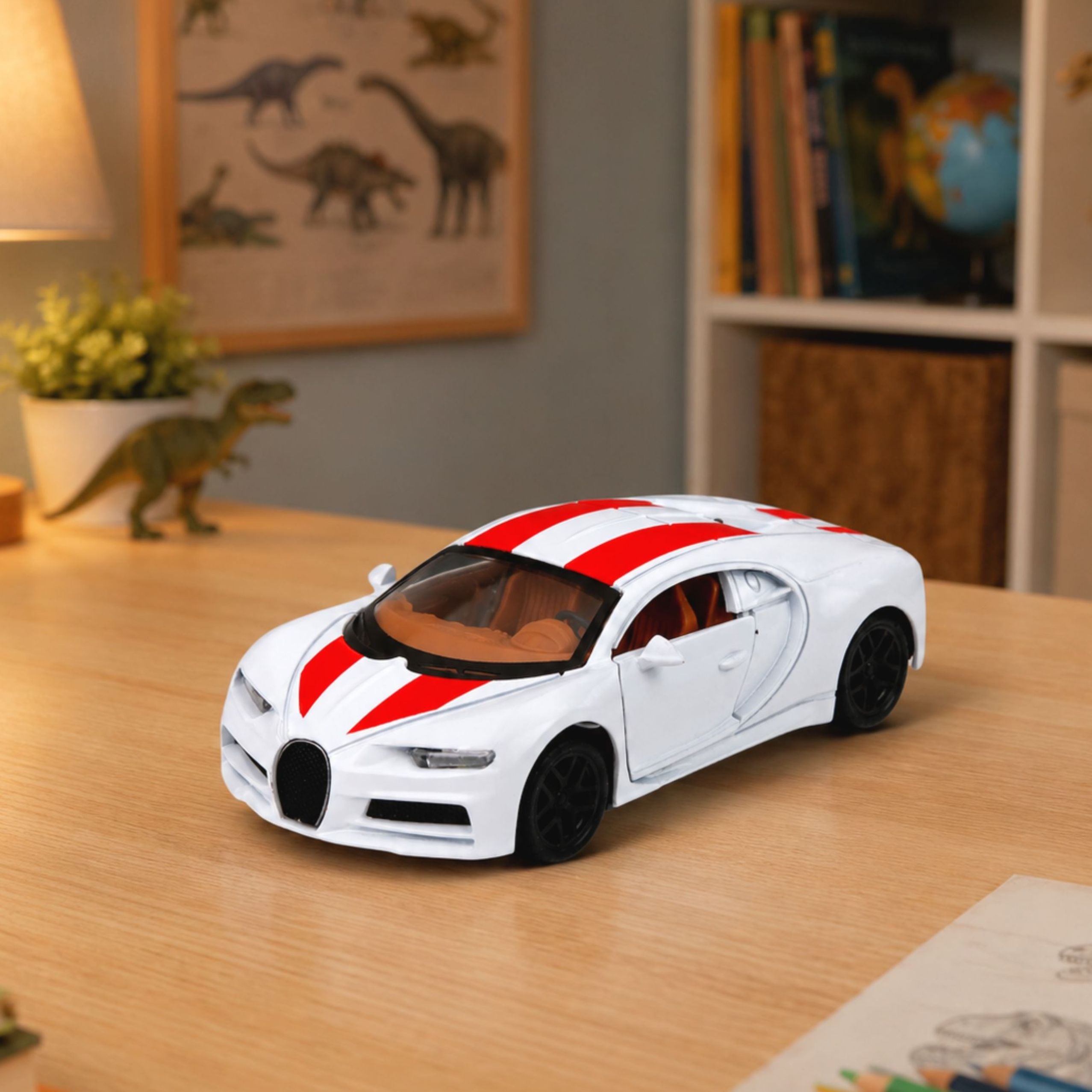 Car Metal Sports Car Lights Sounds Pull-back Drive White 1:32