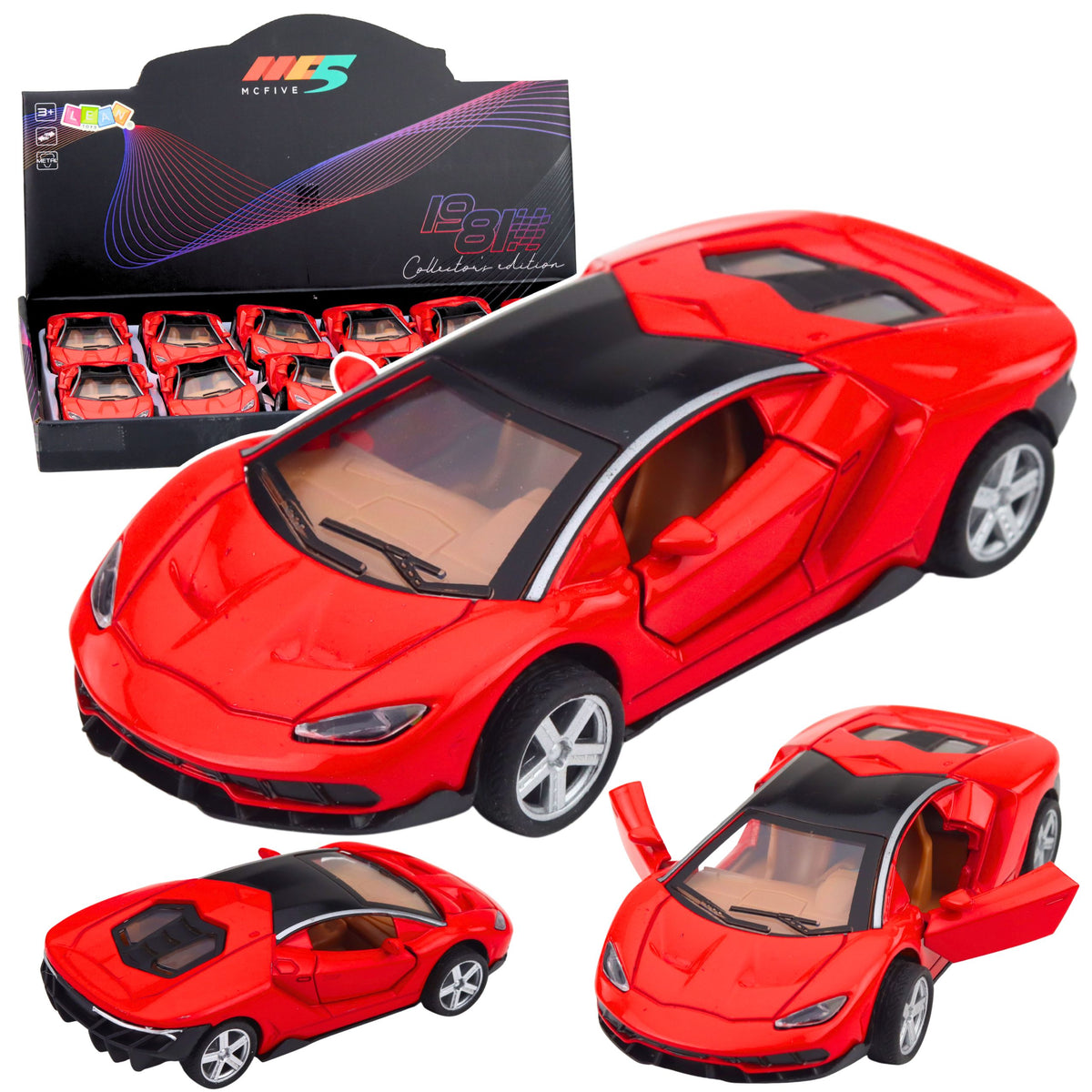 Sports Car Metal Opening Doors Lights Sounds Red 1:32