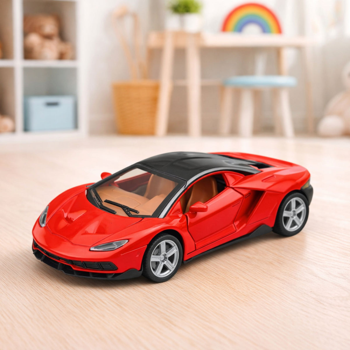 Sports Car Metal Opening Doors Lights Sounds Red 1:32