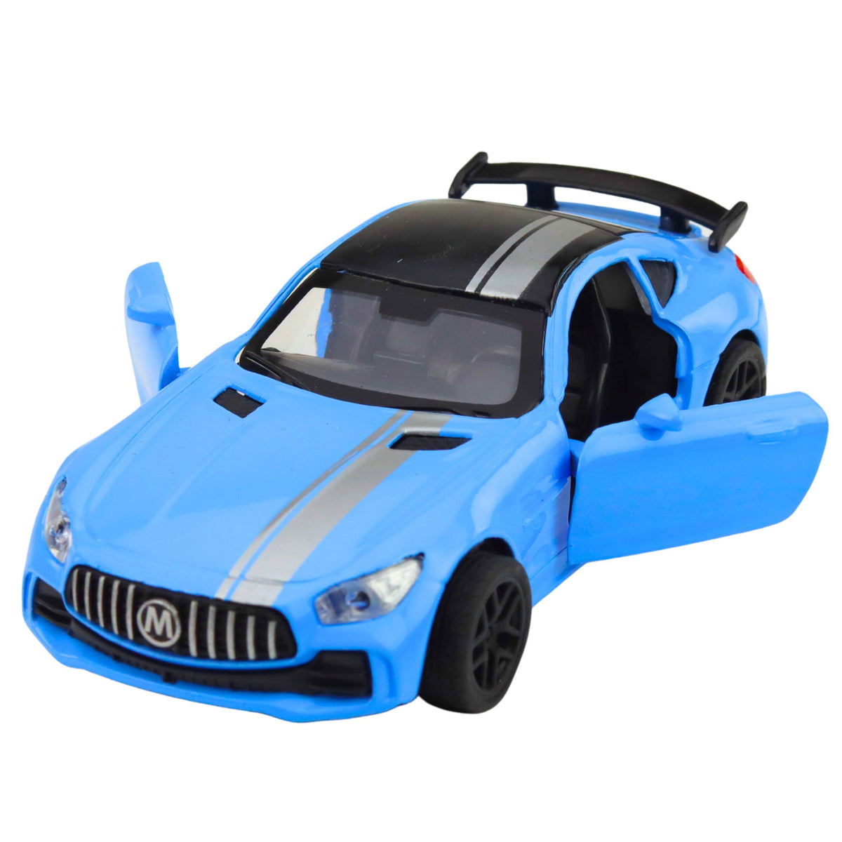 Sports Car Metal Opening Doors Lights Sounds Blue 1:32