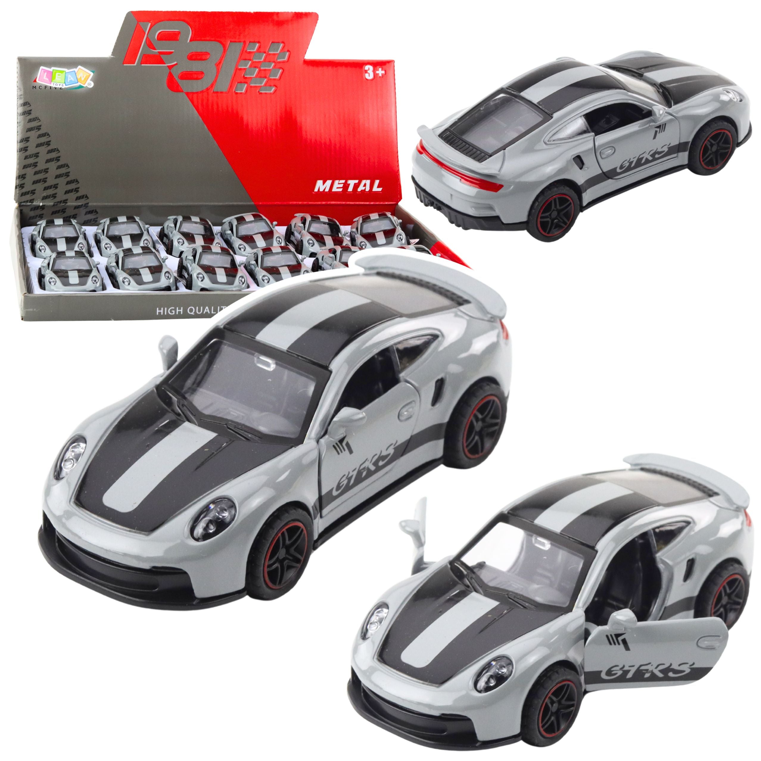 Metal Race Car With Opening Doors Gray Gtrs 1:43