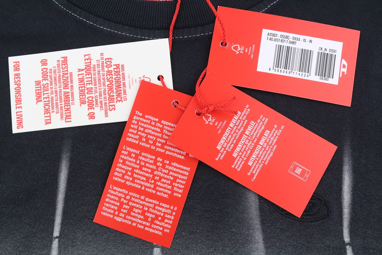 Diesel T-adjust-r21 pánské tričkočerné potisk vázanky Crew Neck Krátký rukáv