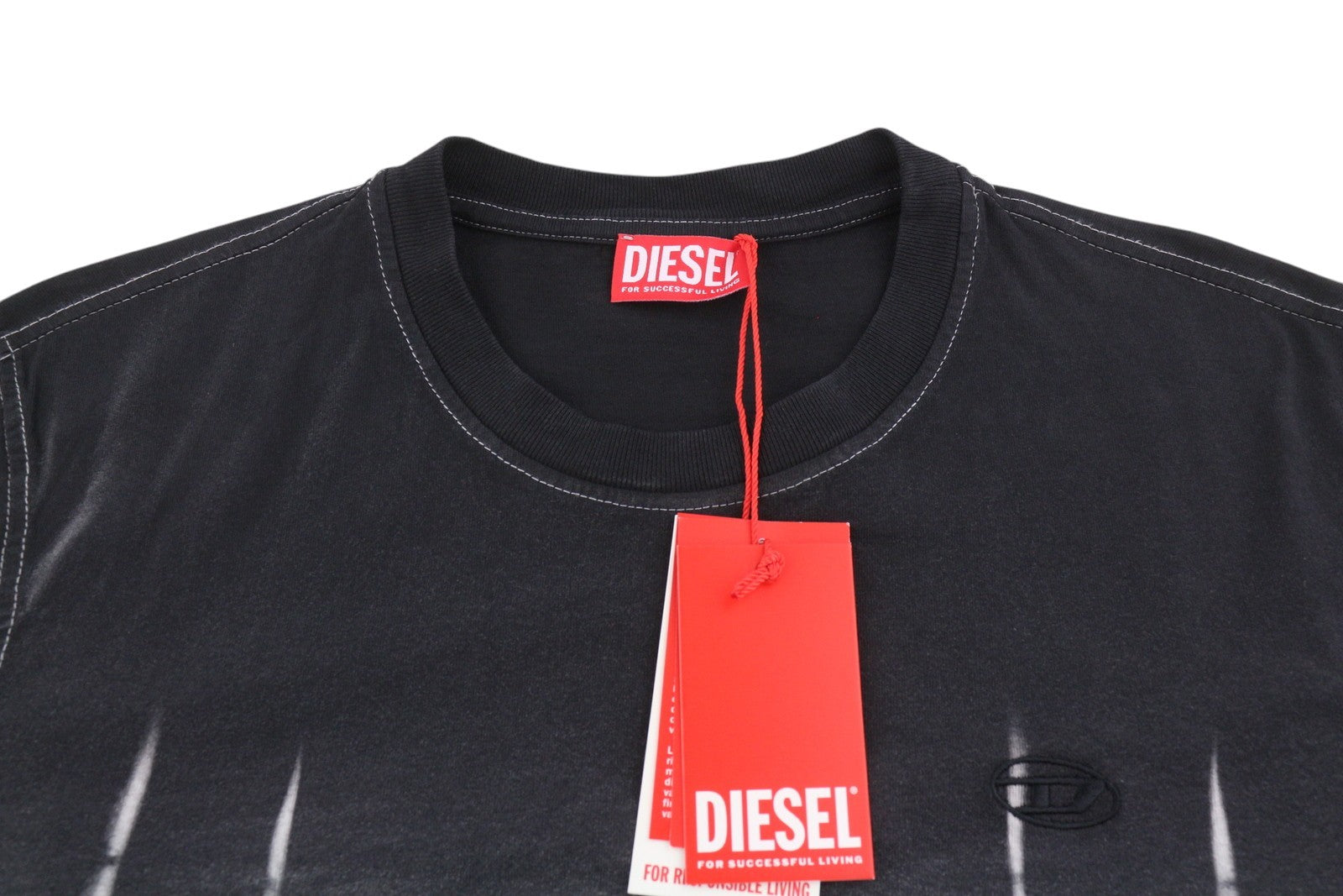 Diesel T-adjust-r21 pánské tričkočerné potisk vázanky Crew Neck Krátký rukáv