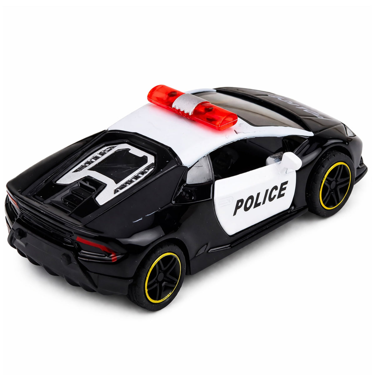 Police Car Sports Car With Motorized Metal Pull-back Black 1:43