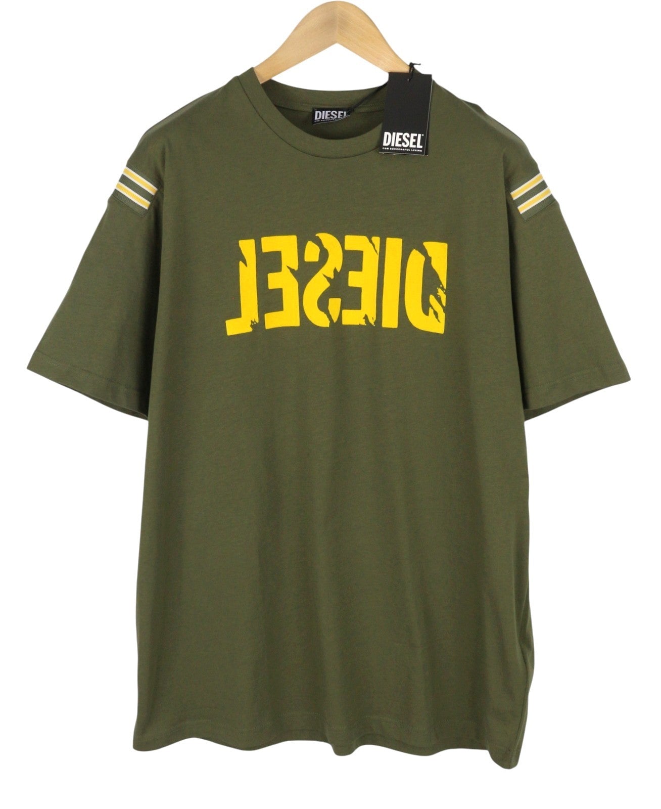 T-léine Fir T-díreach rib díosail 2xl Muiníl Ghearr Muineál Criú Cadáis Glas khaki