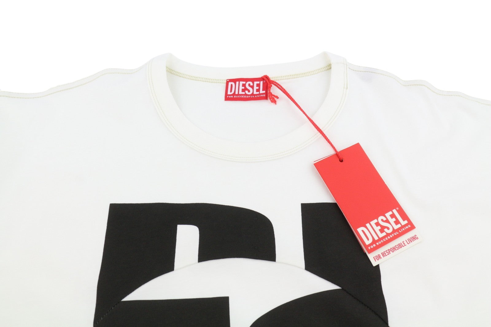 Diesel T-boxt-circle Pánské tričko bílé Oversized Crew Neck Krátký rukáv