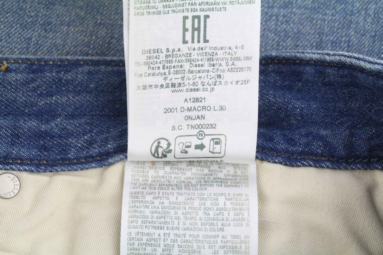 Diesel 2001 D-macro 0njan Herre Jeansblå Loose Fit Lige ben Rrp175
