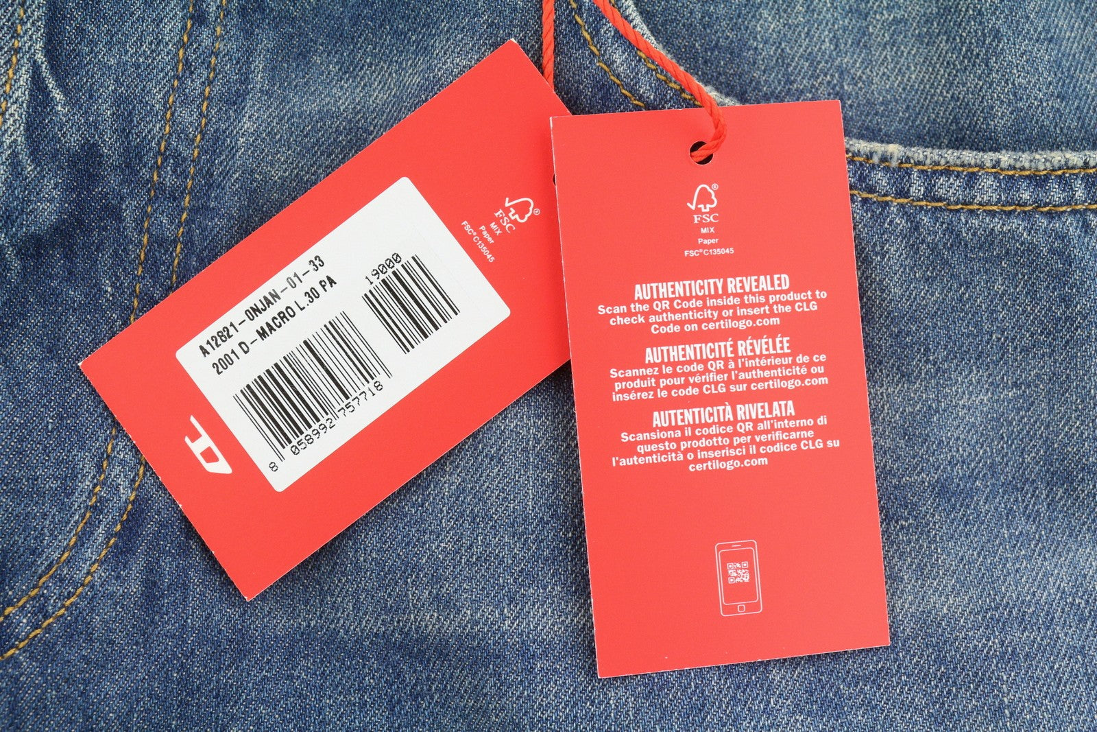 Diesel 2001 D-macro 0njan Herre Jeansblå Loose Fit Lige ben Rrp175