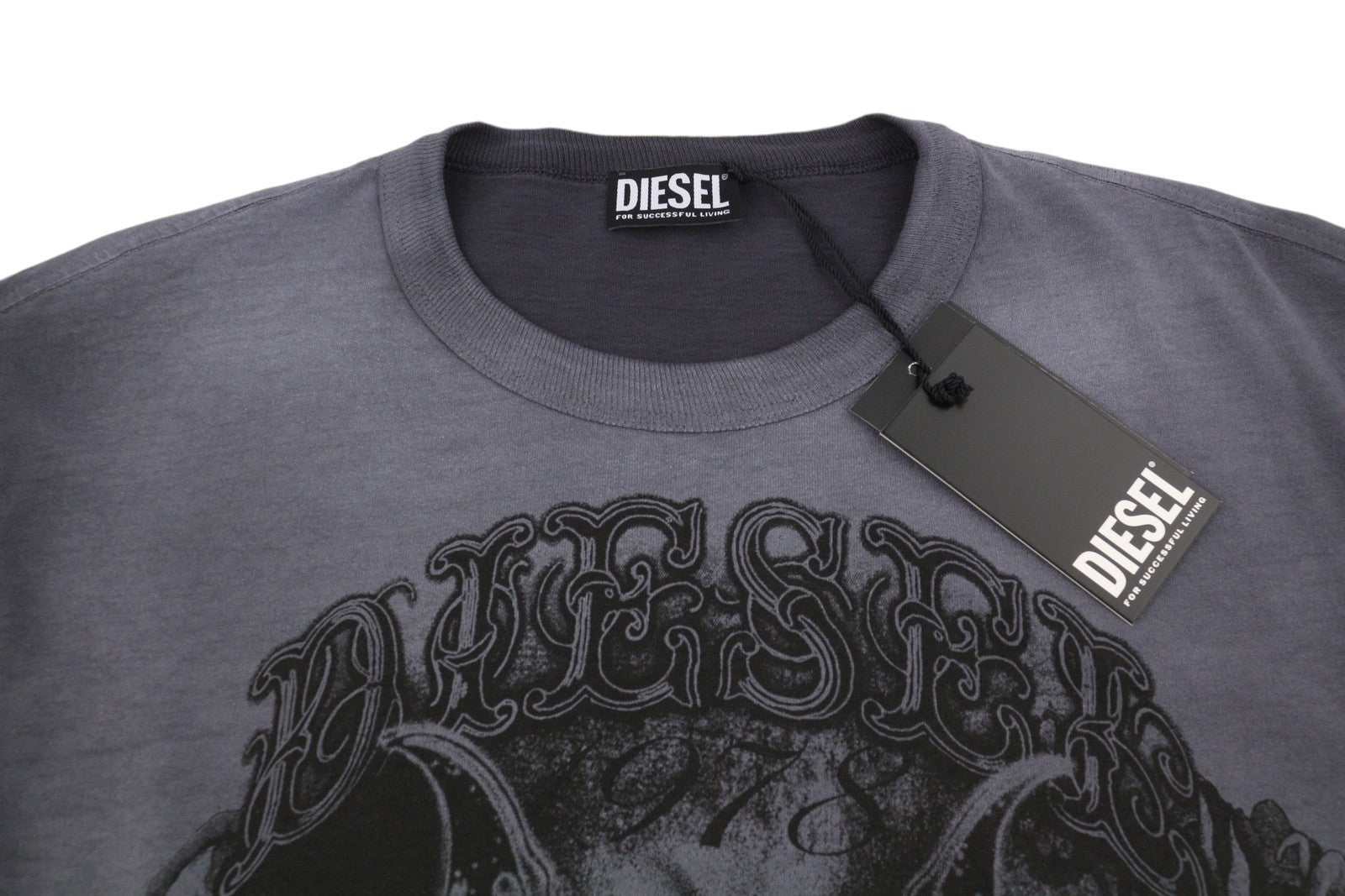 Diesel T-wash-q1 Herren T-Shirt 2XL Grau Faded Patterned Übergroße Kurzarm