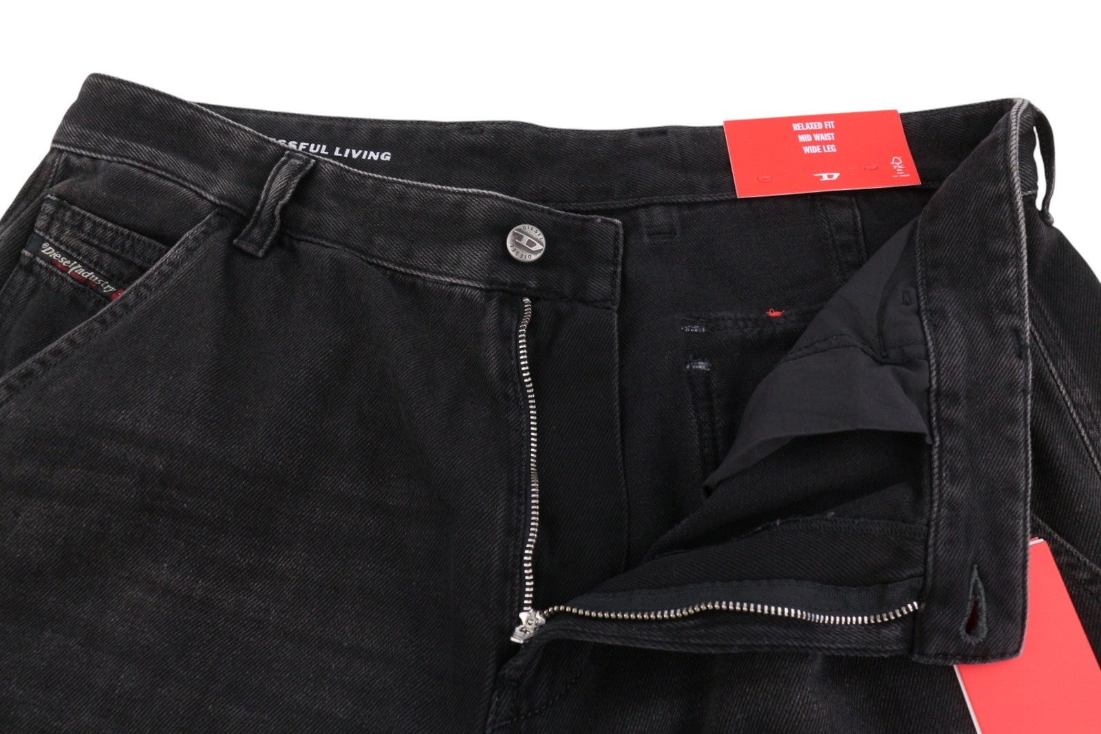 Diesel D-shift 09j96 Herre jeanssort Relaxed Fit Wide Ben Unisex Rrp325