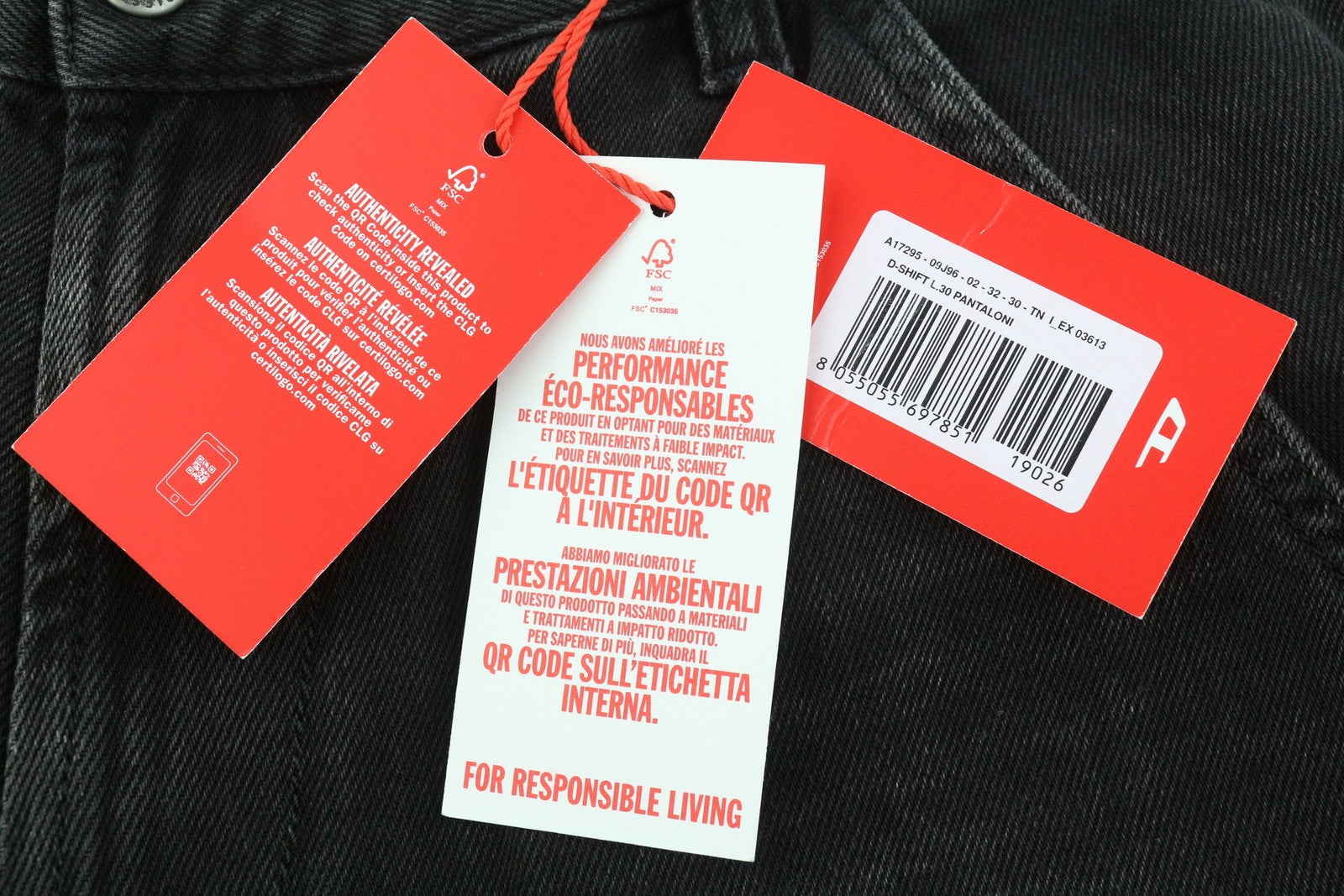 Diesel D-shift 09j96 Herre jeanssort Relaxed Fit Wide Ben Unisex Rrp325