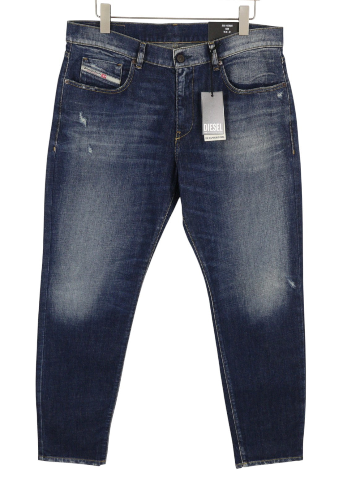 Diesel 2019 D-strukt R917i Uomo Jeansblu Faded Distress Slim Rrp195