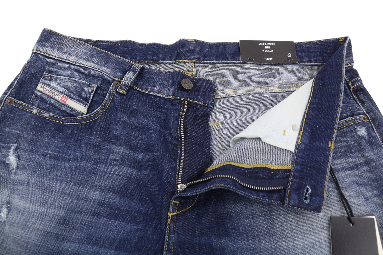 Diesel 2019 D-strukt R917i Uomo Jeansblu Faded Distress Slim Rrp195