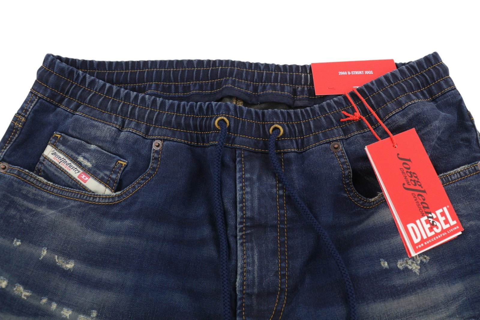 Diesel 2060 D-strukt Jogg 068jd Hommes Jeansblue Faded Distress Rrp295