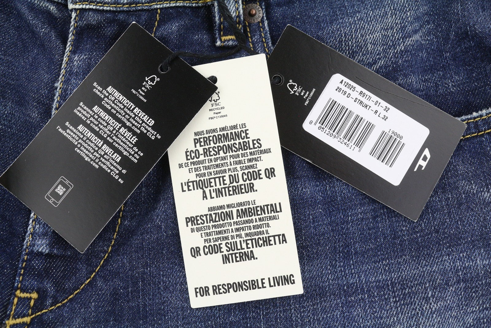 Diesel 2019 D-strukt R917i Men JeansBlue Faded Distress Slim Rrp195