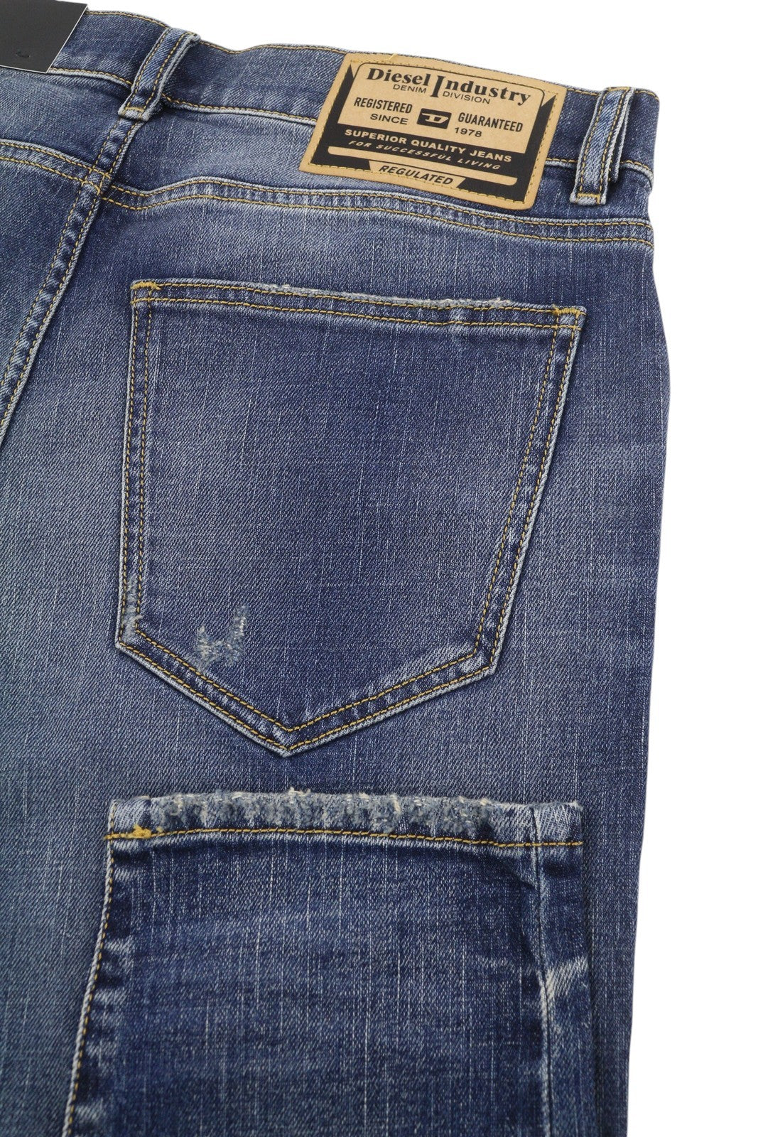 Diesel 2019 D-strukt R8i0c Men JeansBlue Faded Distress Slim Rrp250