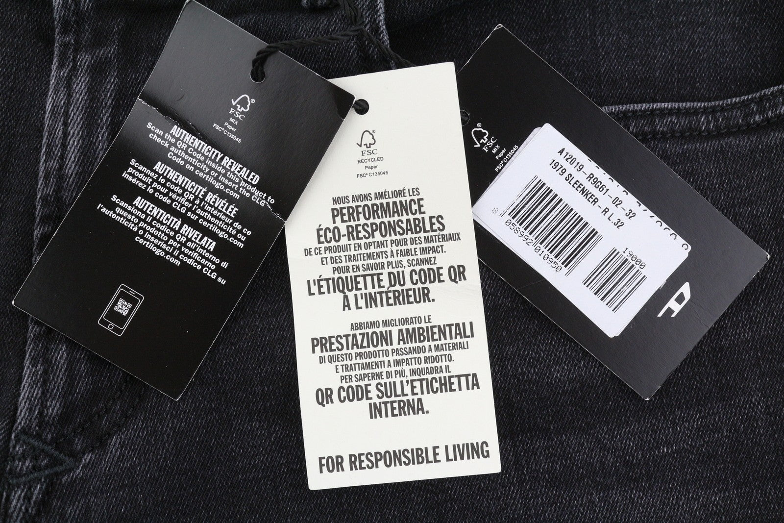 Diesel 1979 Sleenker R9g61 Muži Džínové černé Vousy Vybledlé Skinny Rrp150