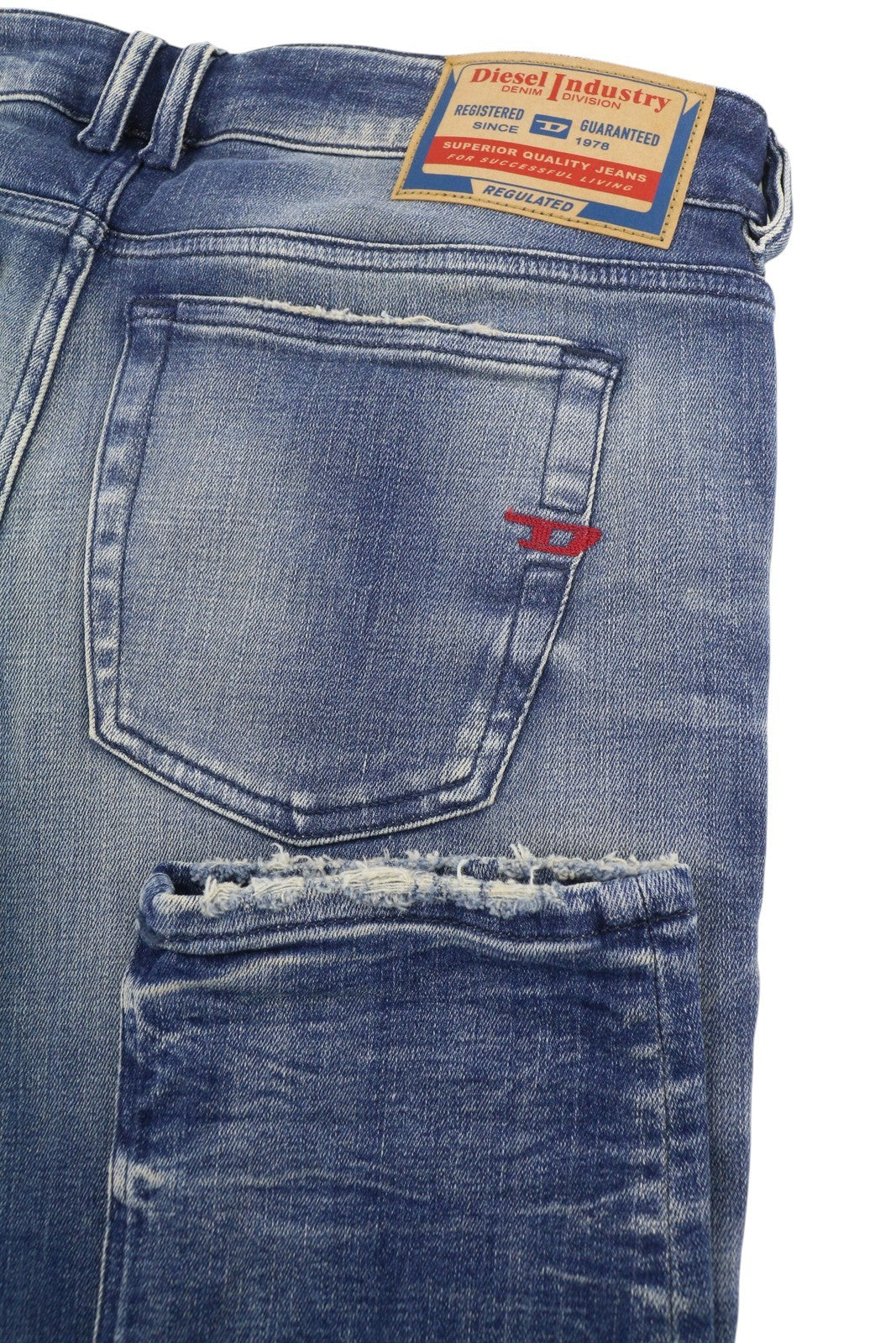 Diesel 1979 Sleenker 09j24 Jeans bleu délavé maigre taille basse Rrp250