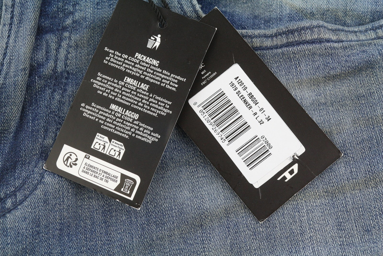 Diesel 1979 Sleenker Rbg04 Muži Jeansblue Distress Faded Skinny Rrp195
