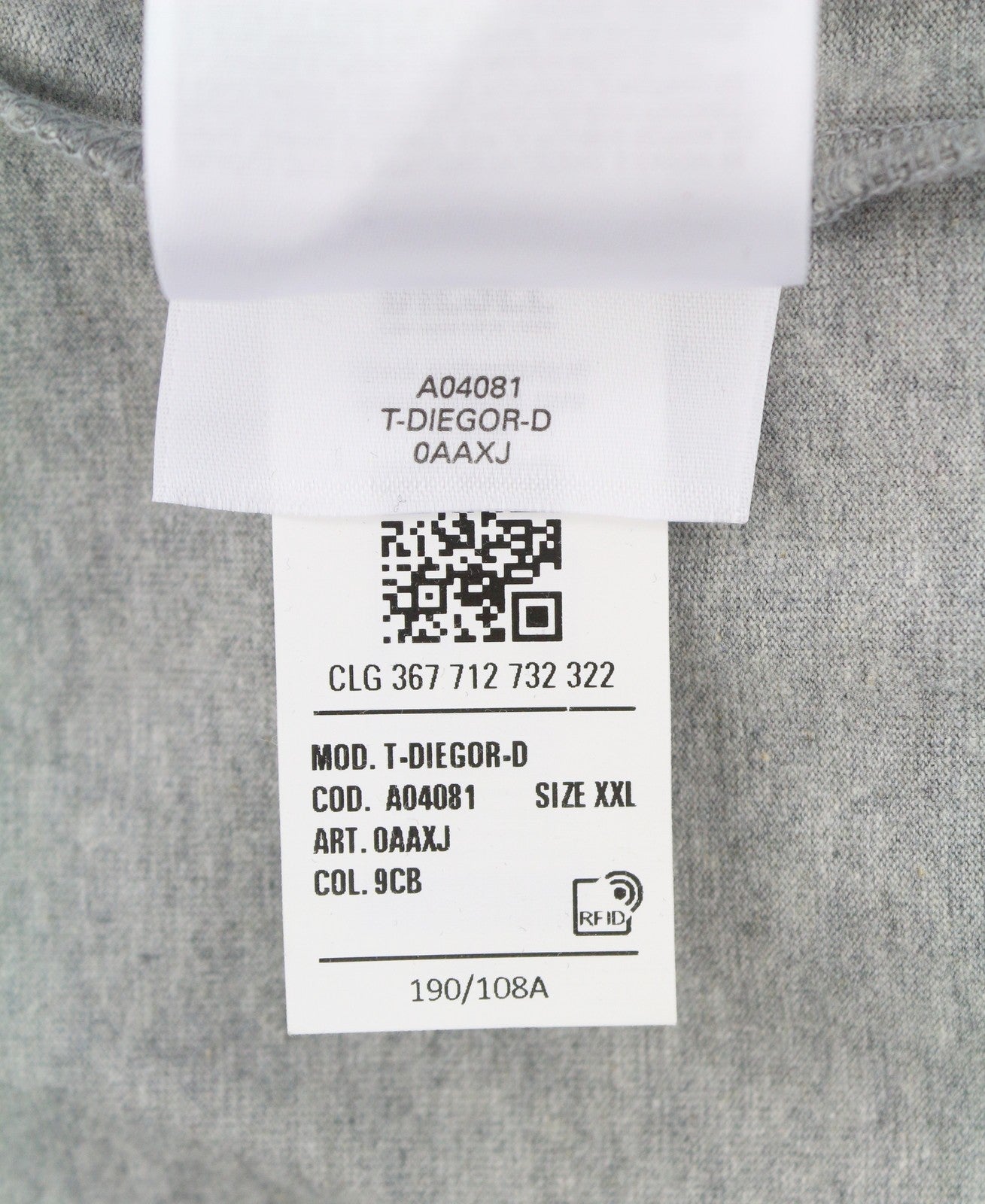 Diesel T-diegor-d Herren T-shirt 2xl Grau Melange Trikot Rundhals Kurzarm